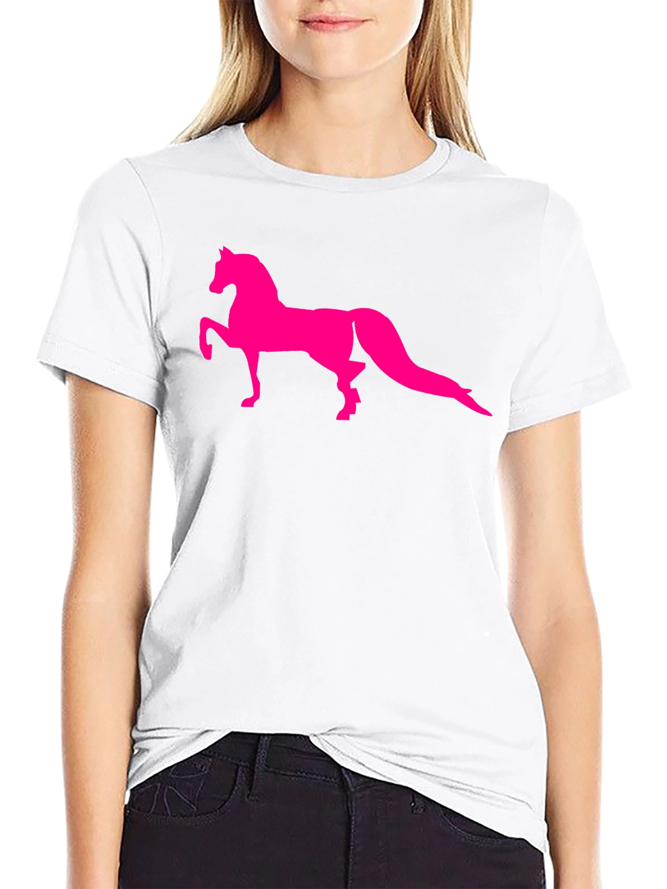 Mens Black T-Shirt with Horse Graphic