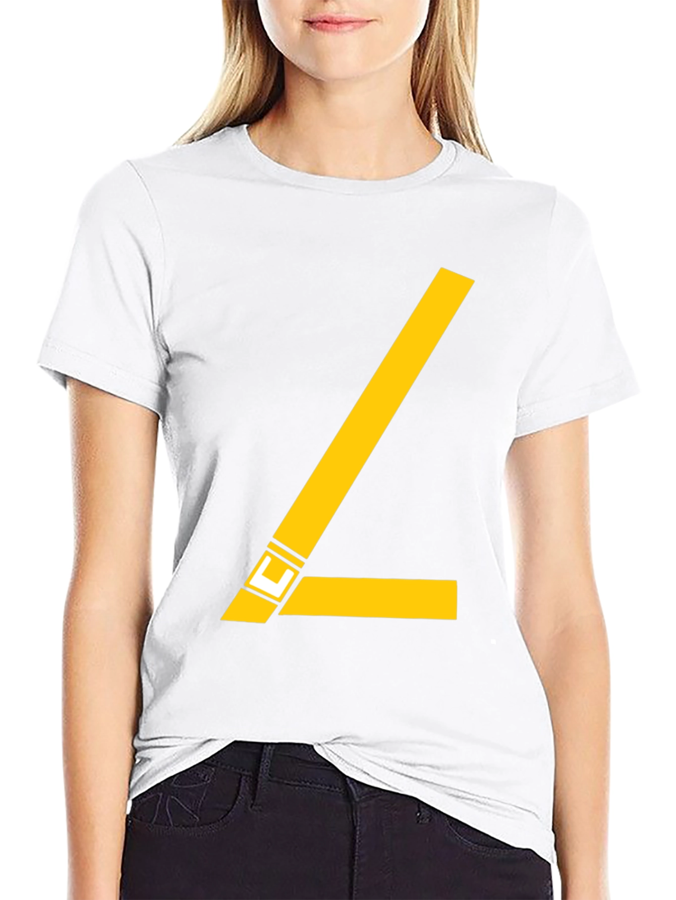 Stylish Black Tee with Yellow Angle Design