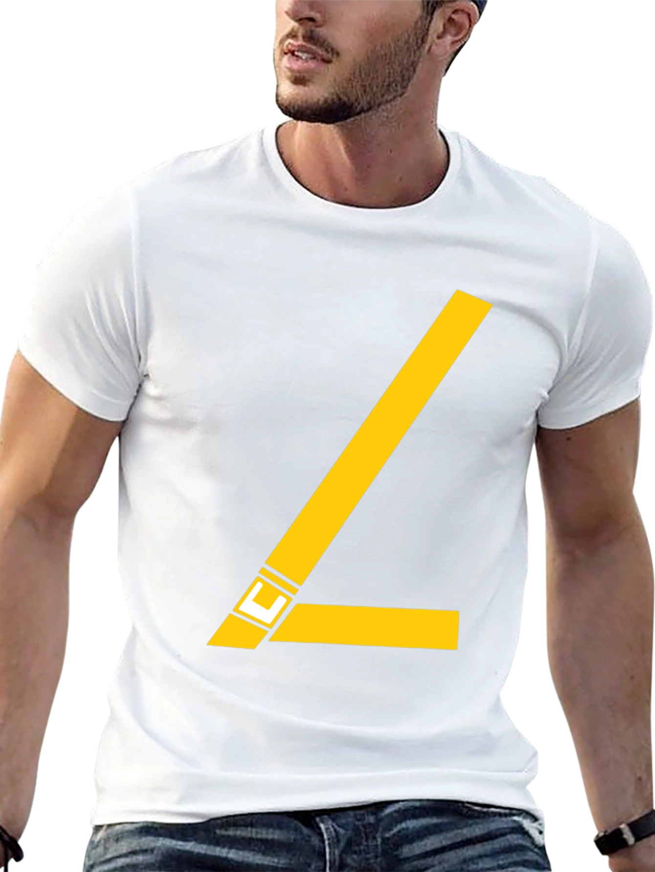 Stylish Black Tee with Yellow Angle Design