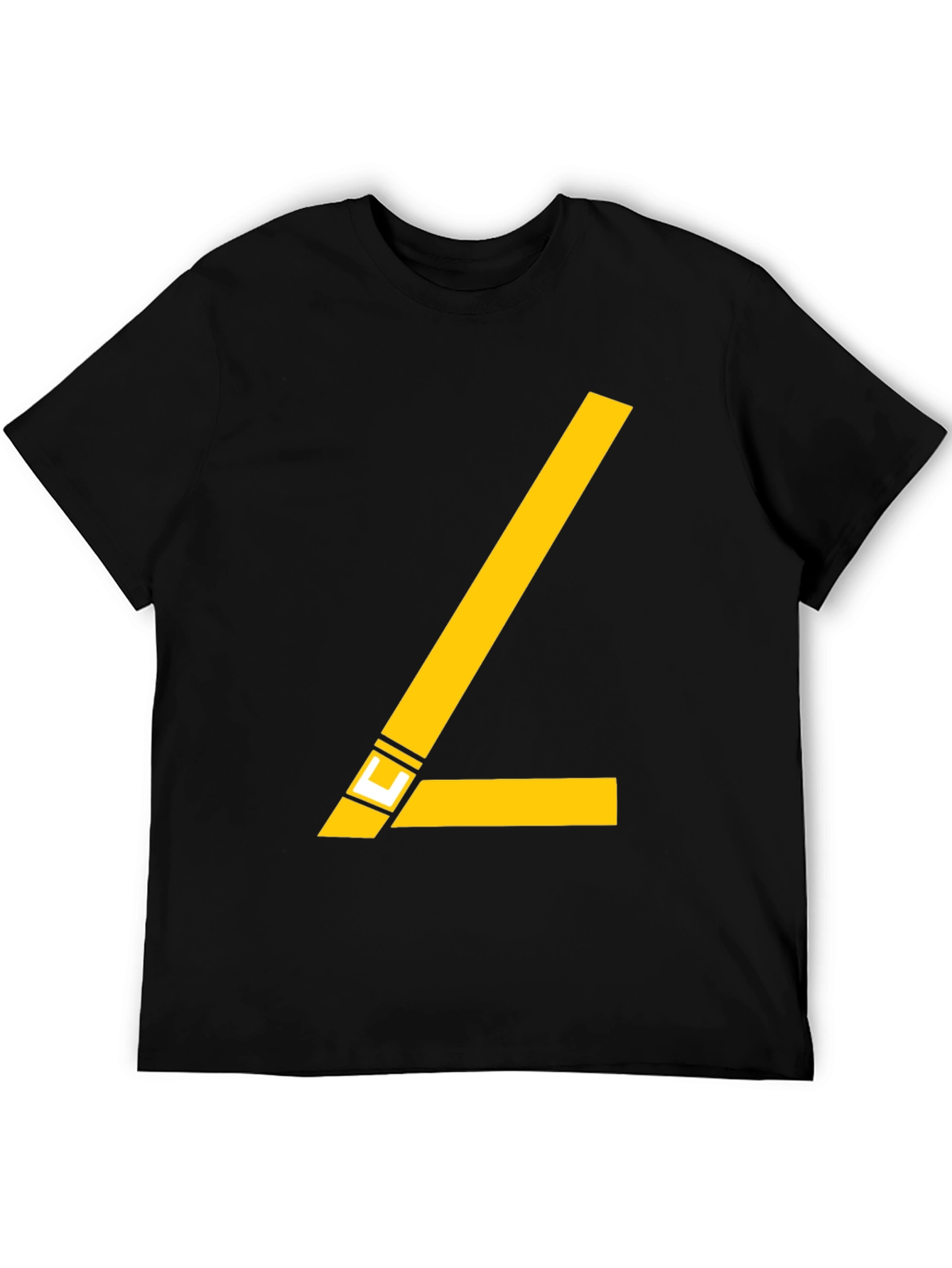 Stylish Black Tee with Yellow Angle Design