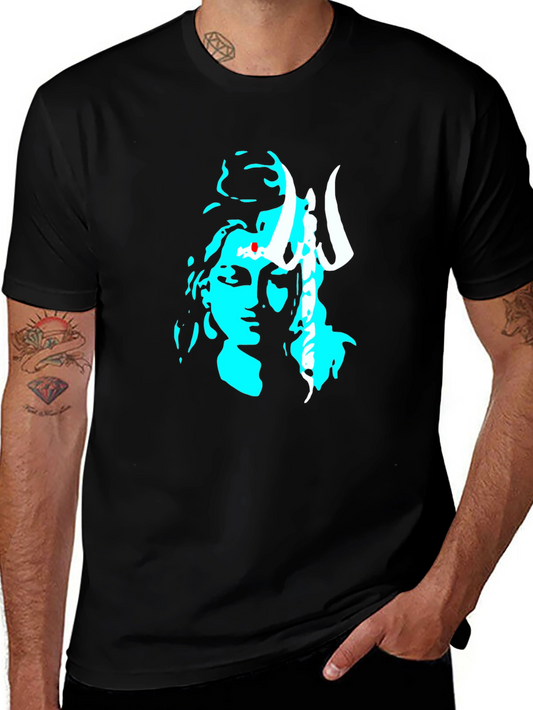 Black Graphic Tee with Shiva Design