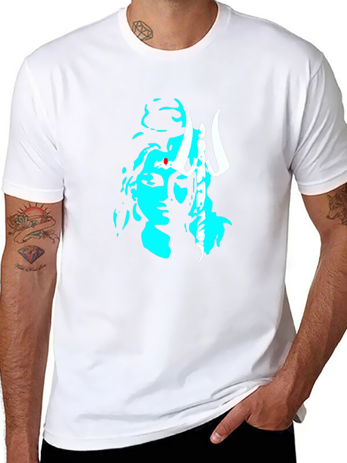 Black Graphic Tee with Shiva Design