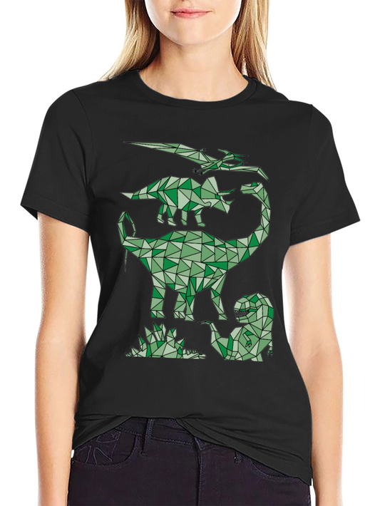 Geometric Dinosaur T-Shirt - Black