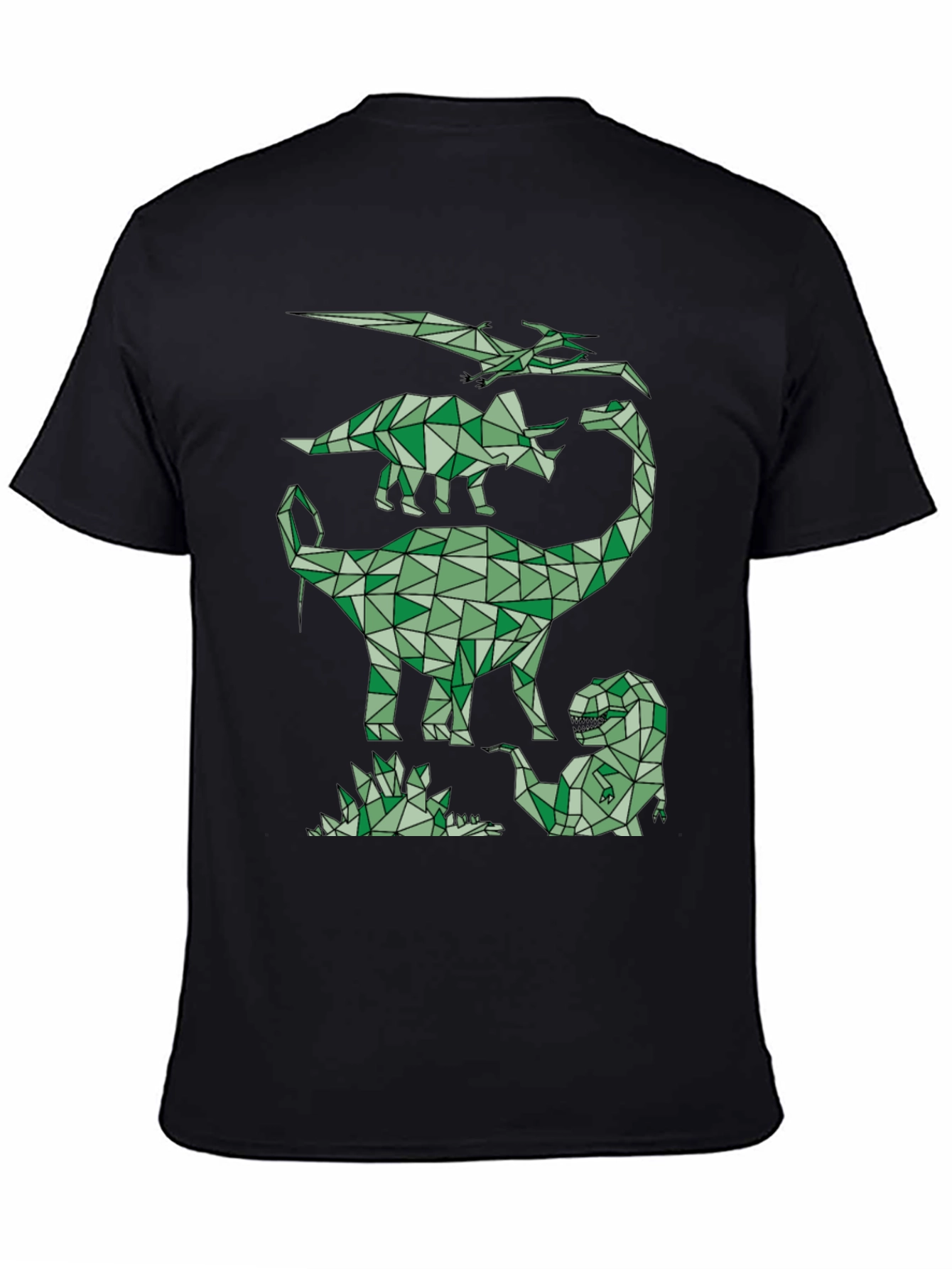 Geometric Dinosaur T-Shirt - Black