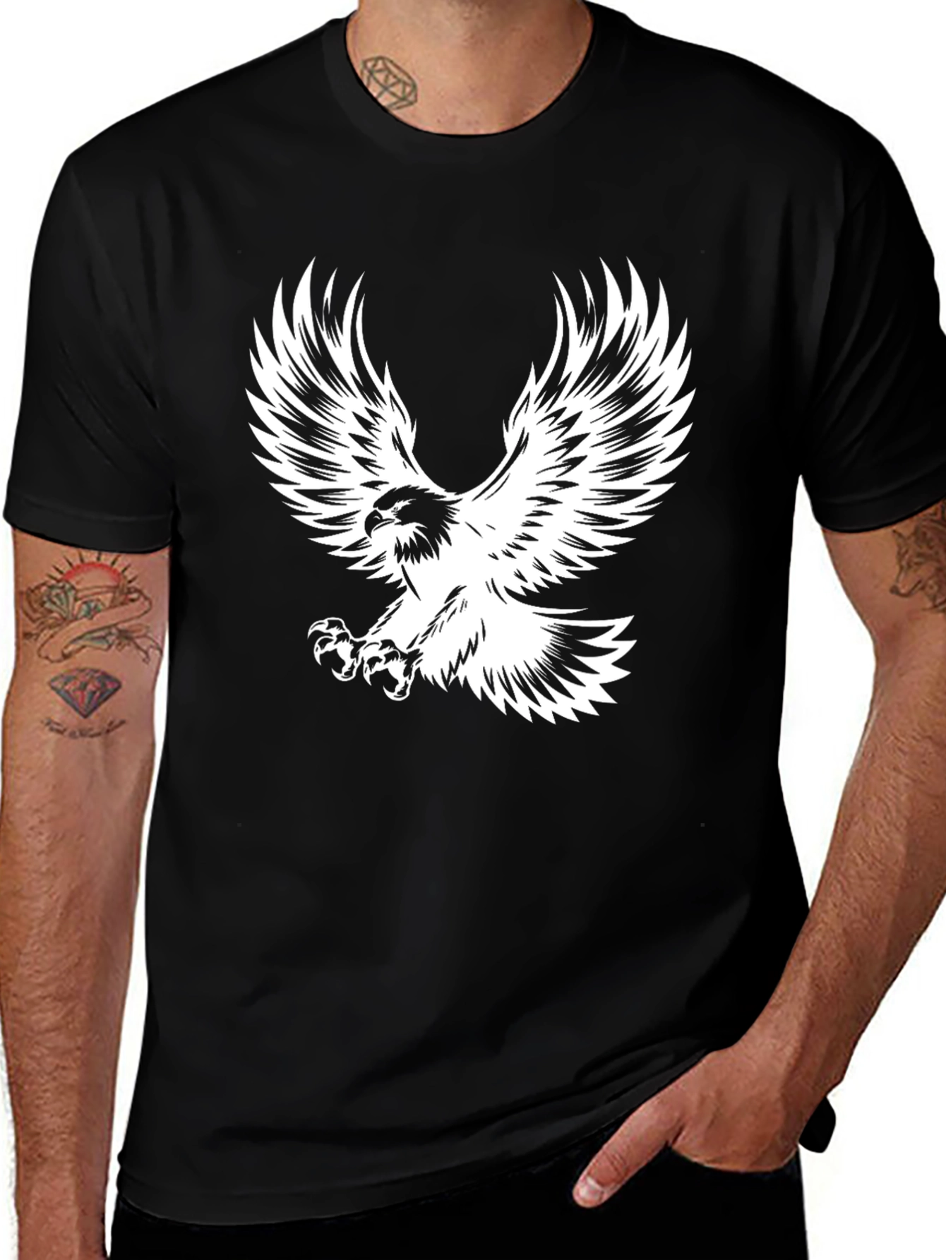 Black Eagle Print T-Shirt