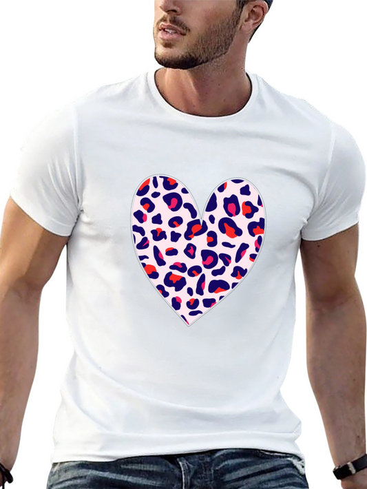 Leopard Heart T-Shirt - Stylish Black Tee