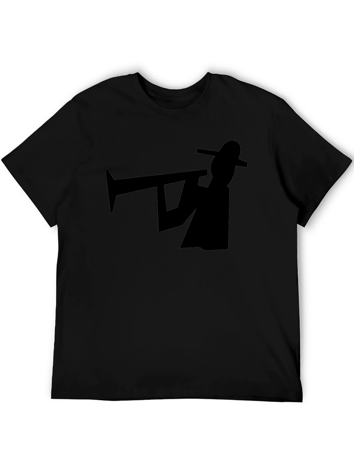 Black Trumpet Player Graphic Tee - Cool Musician Style