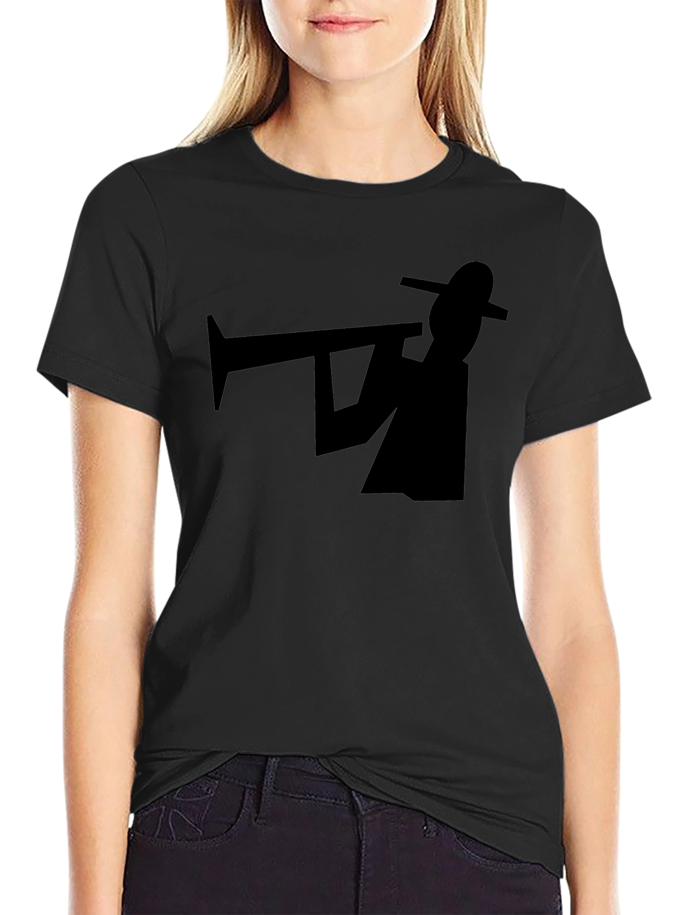 Black Trumpet Player Graphic Tee - Cool Musician Style