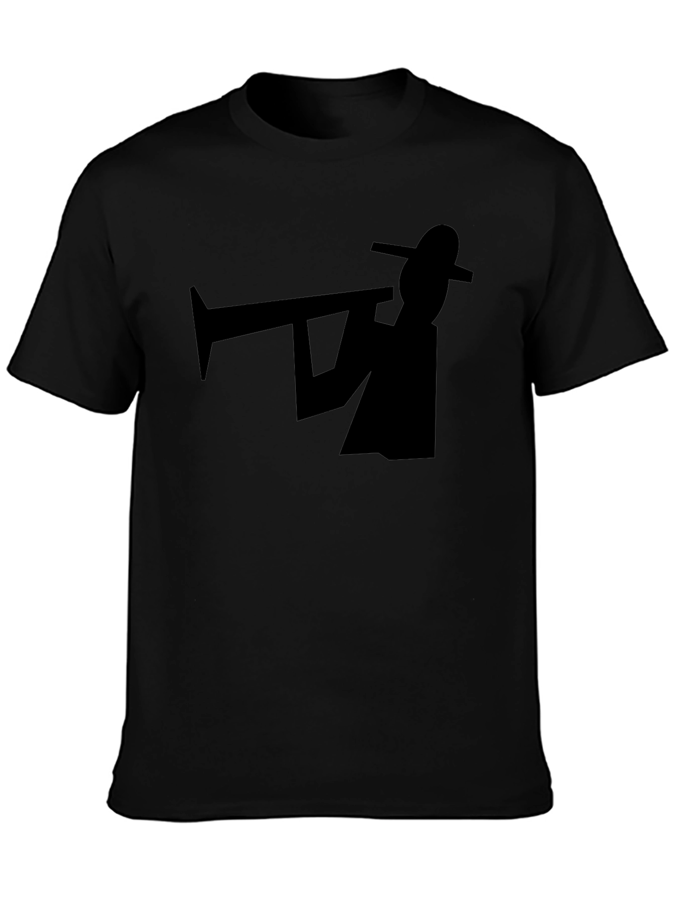 Black Trumpet Player Graphic Tee - Cool Musician Style
