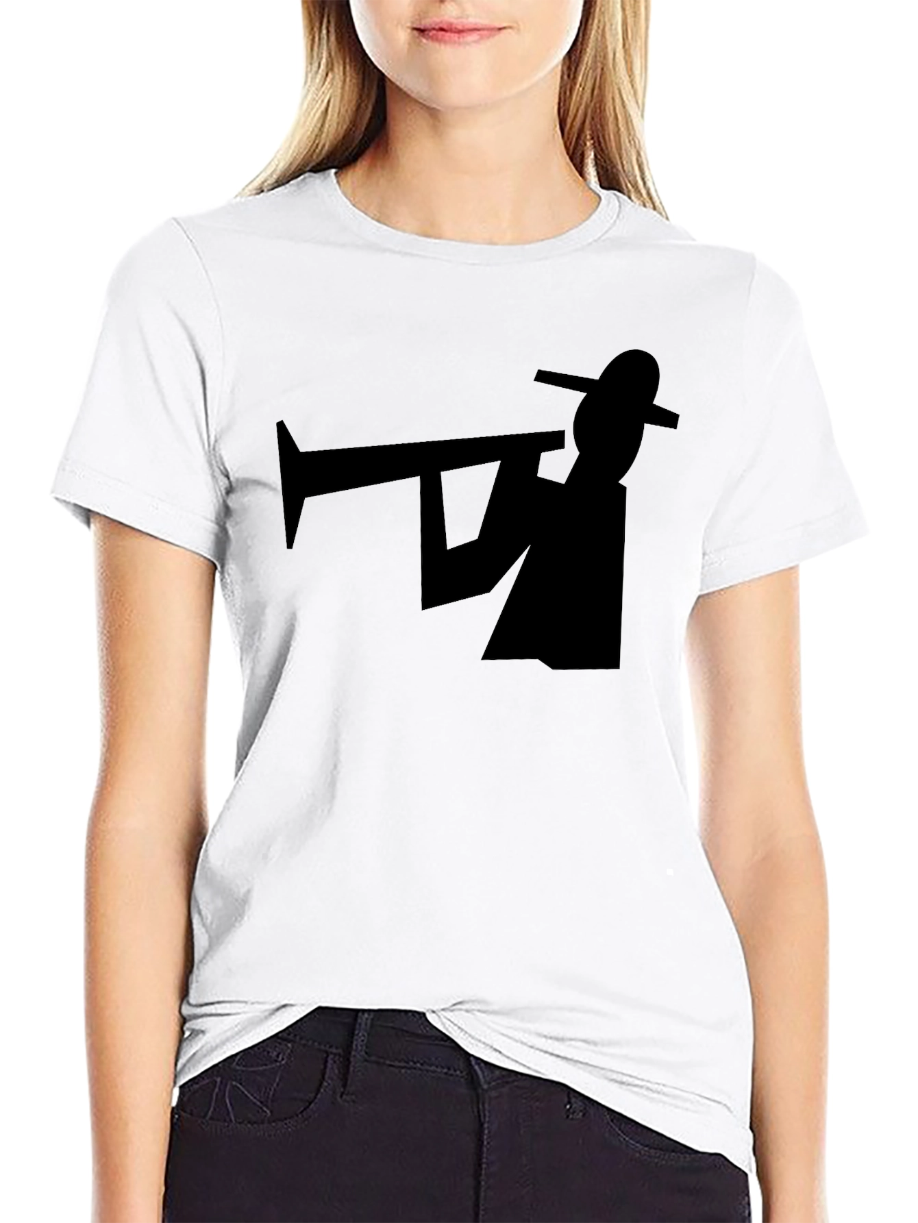 Black Trumpet Player Graphic Tee - Cool Musician Style