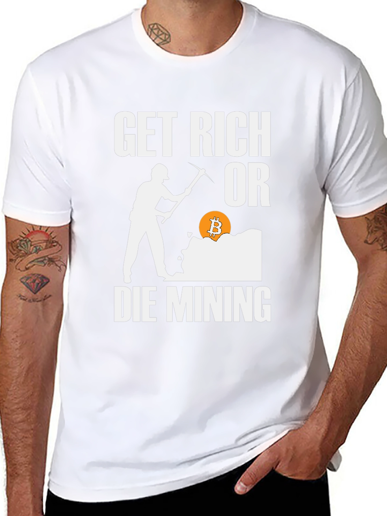 Get Rich Or Die Mining Bitcoin Graphic Tee