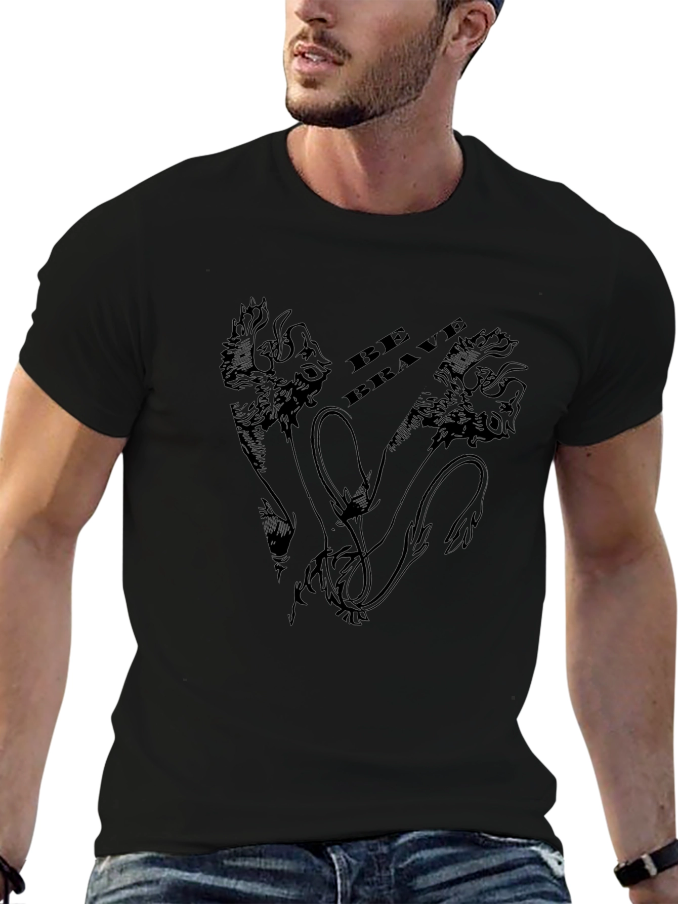 Mens Be Brave Black Graphic Tee