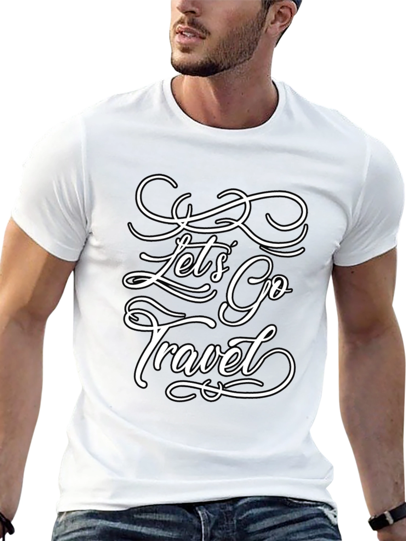 Lets Go Travel T-Shirt - Stylish Black Tee