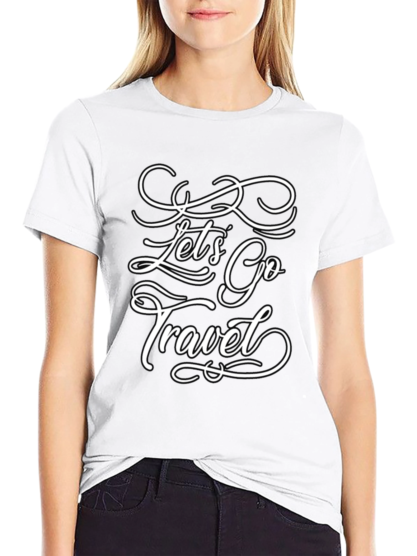 Lets Go Travel T-Shirt - Stylish Black Tee