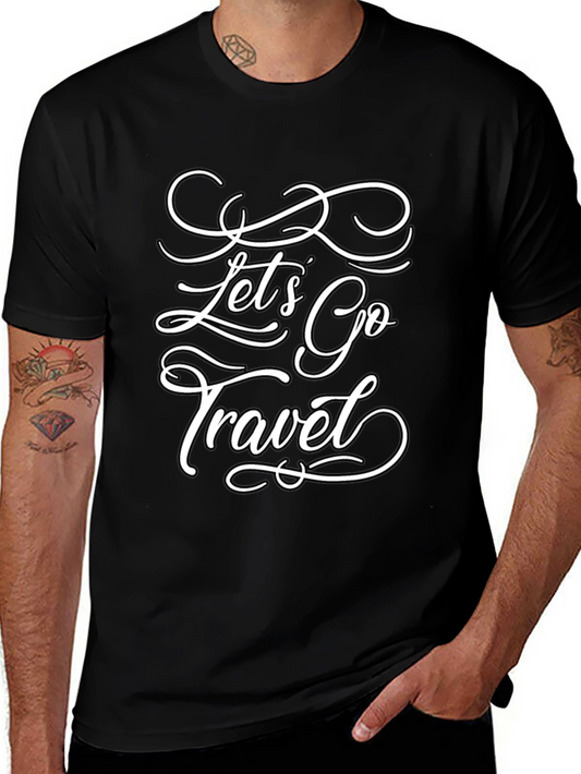 Lets Go Travel T-Shirt - Stylish Black Tee