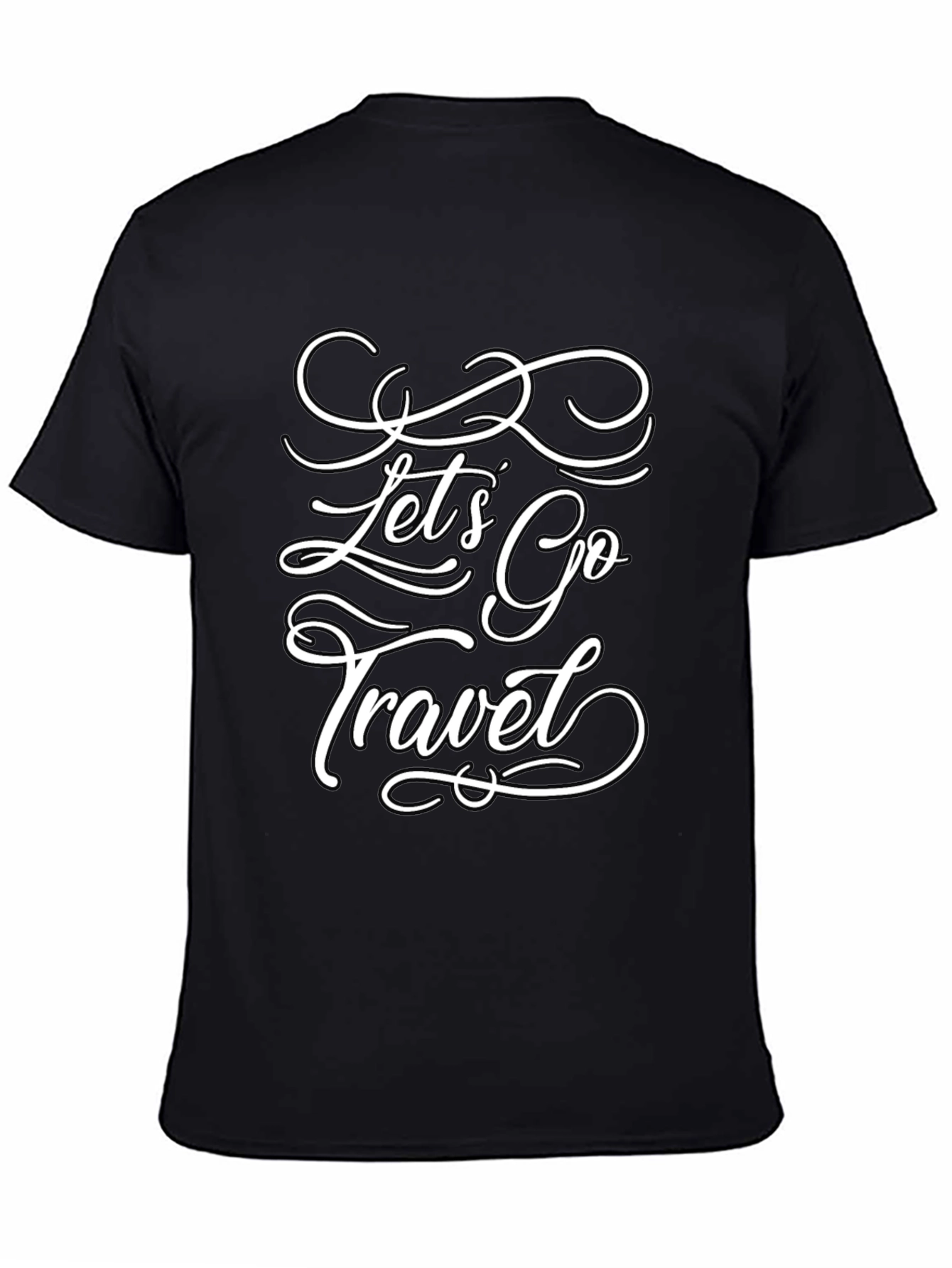Lets Go Travel T-Shirt - Stylish Black Tee