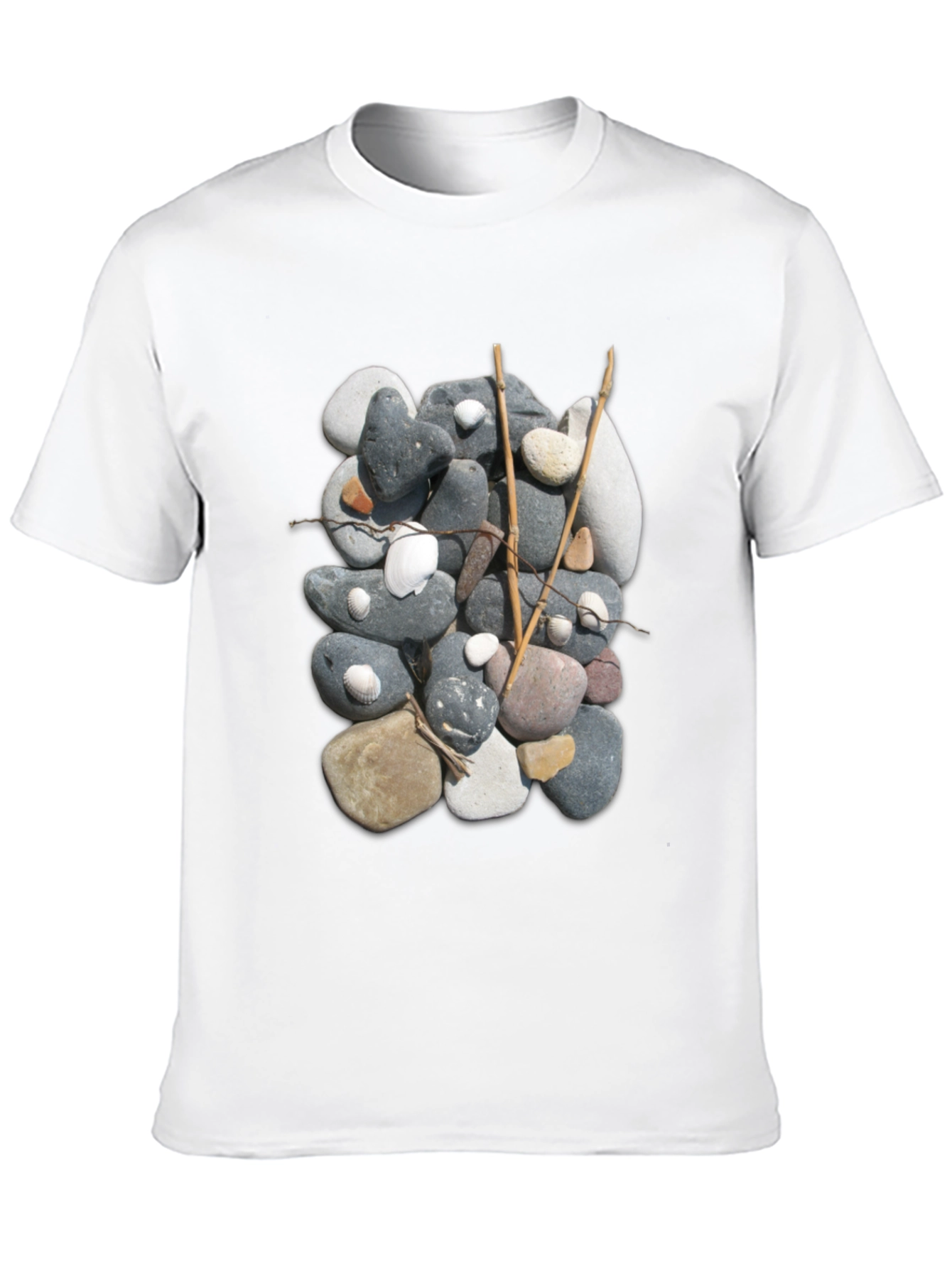 Stone and Stick Design Black T-Shirt