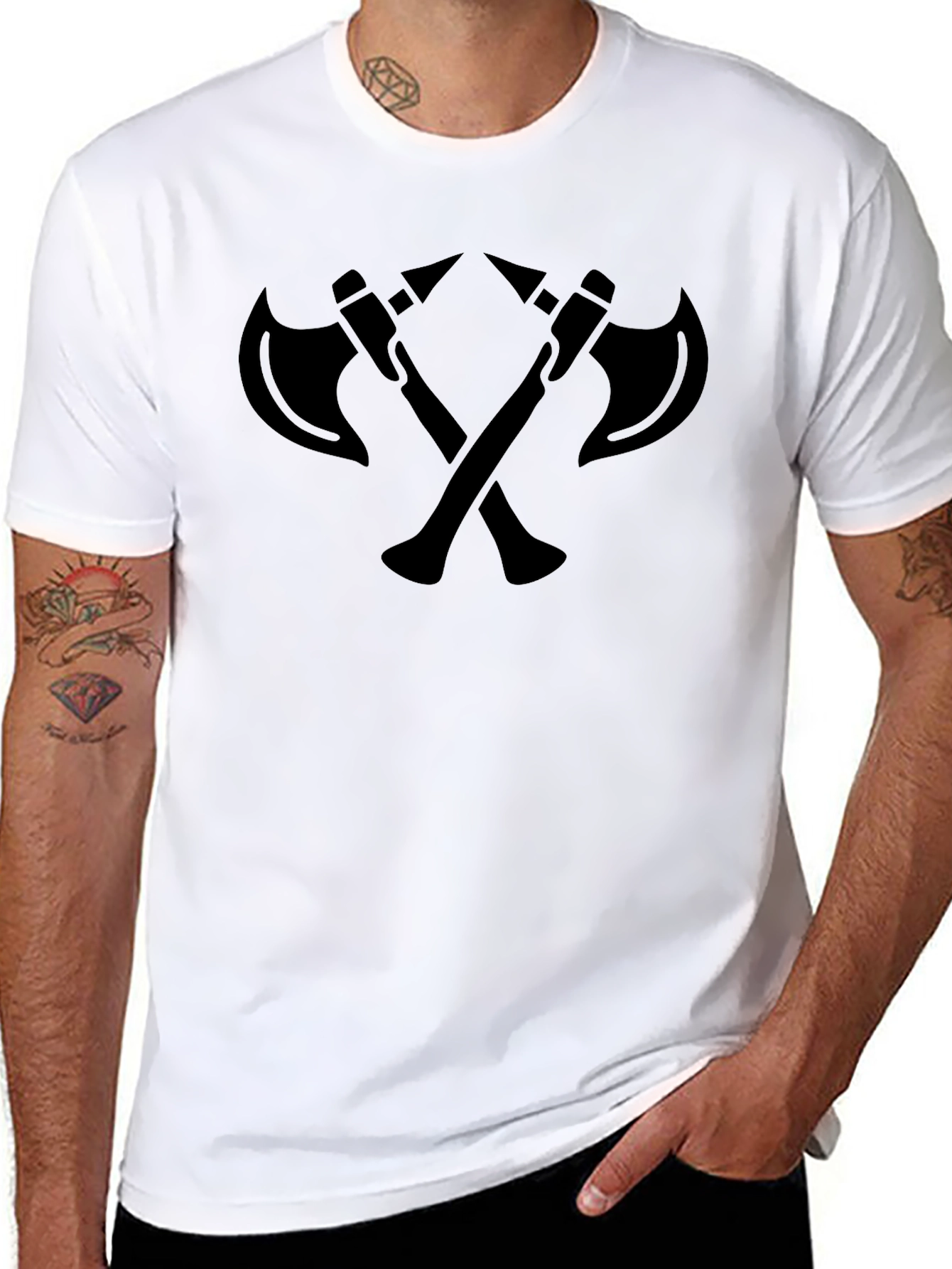 Axe Warrior T-Shirt - Bold Crossed Axe Design