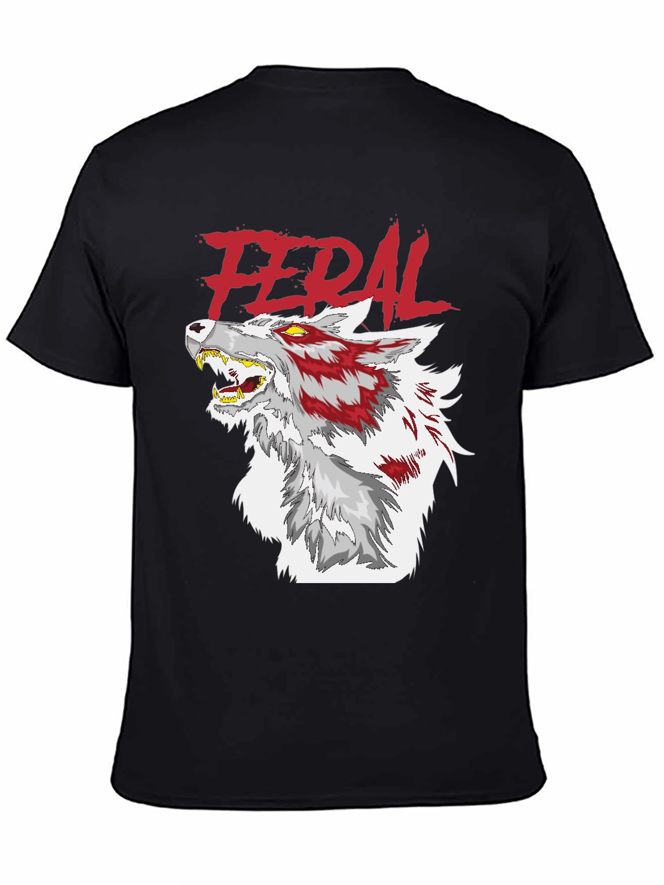Feral Wolf Graphic Black T-Shirt
