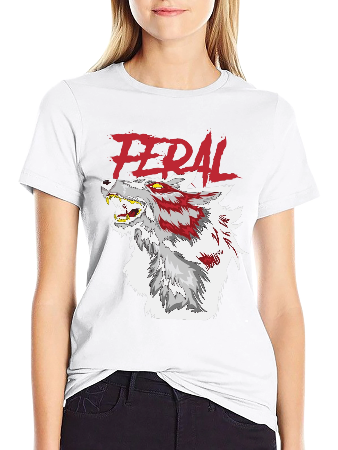 Feral Wolf Graphic Black T-Shirt