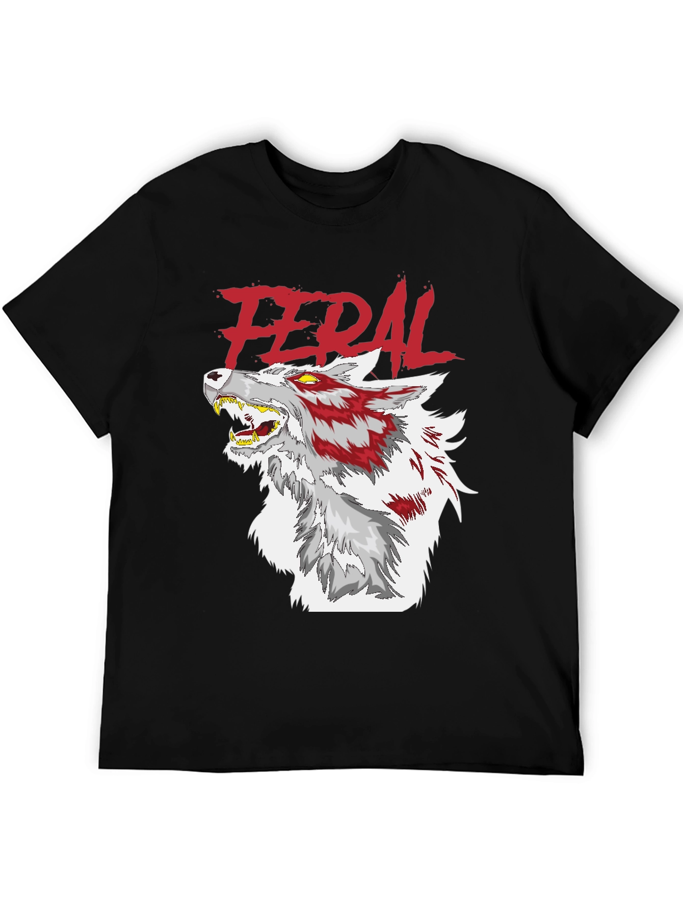 Feral Wolf Graphic Black T-Shirt