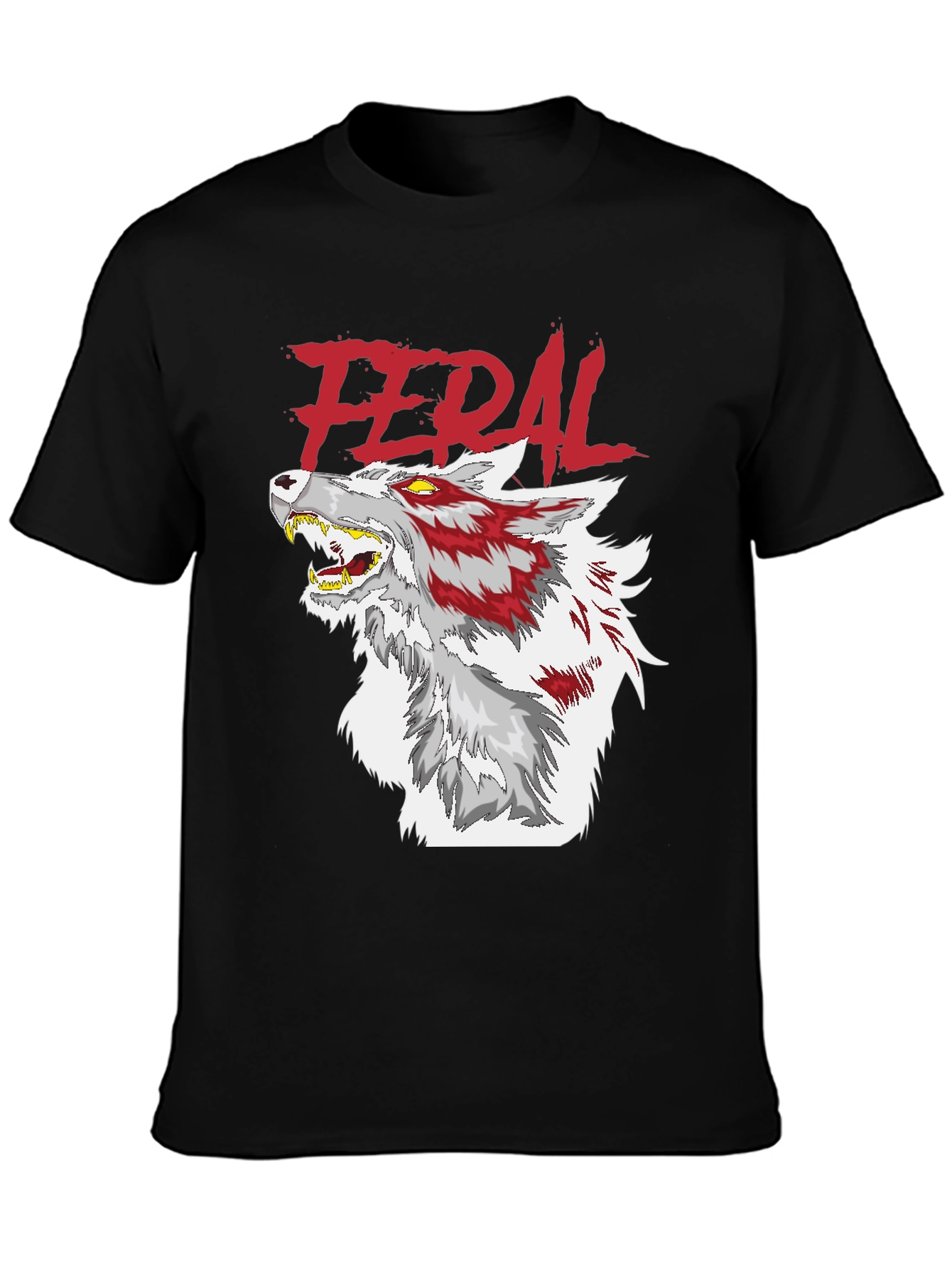 Feral Wolf Graphic Black T-Shirt