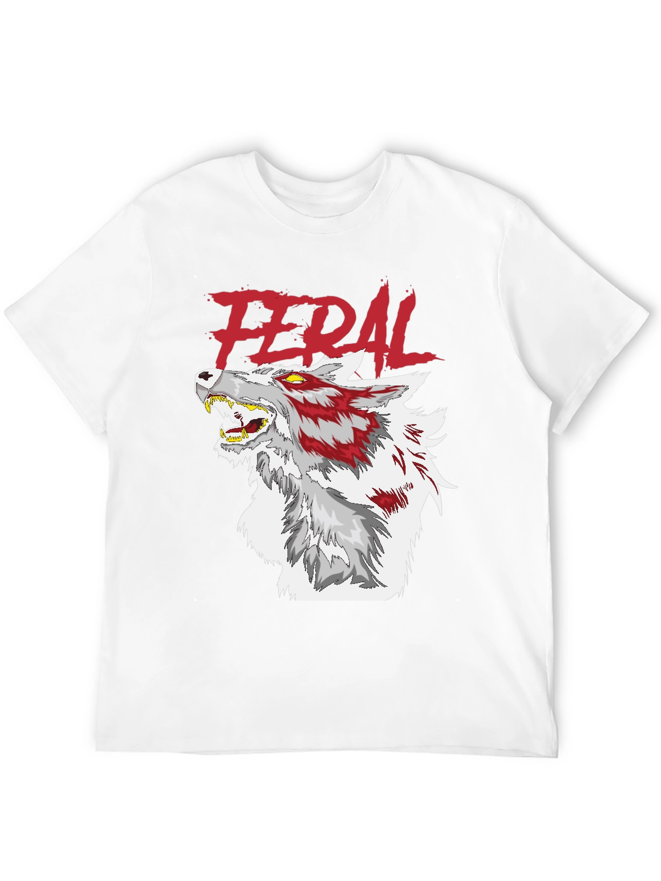 Feral Wolf Graphic Black T-Shirt