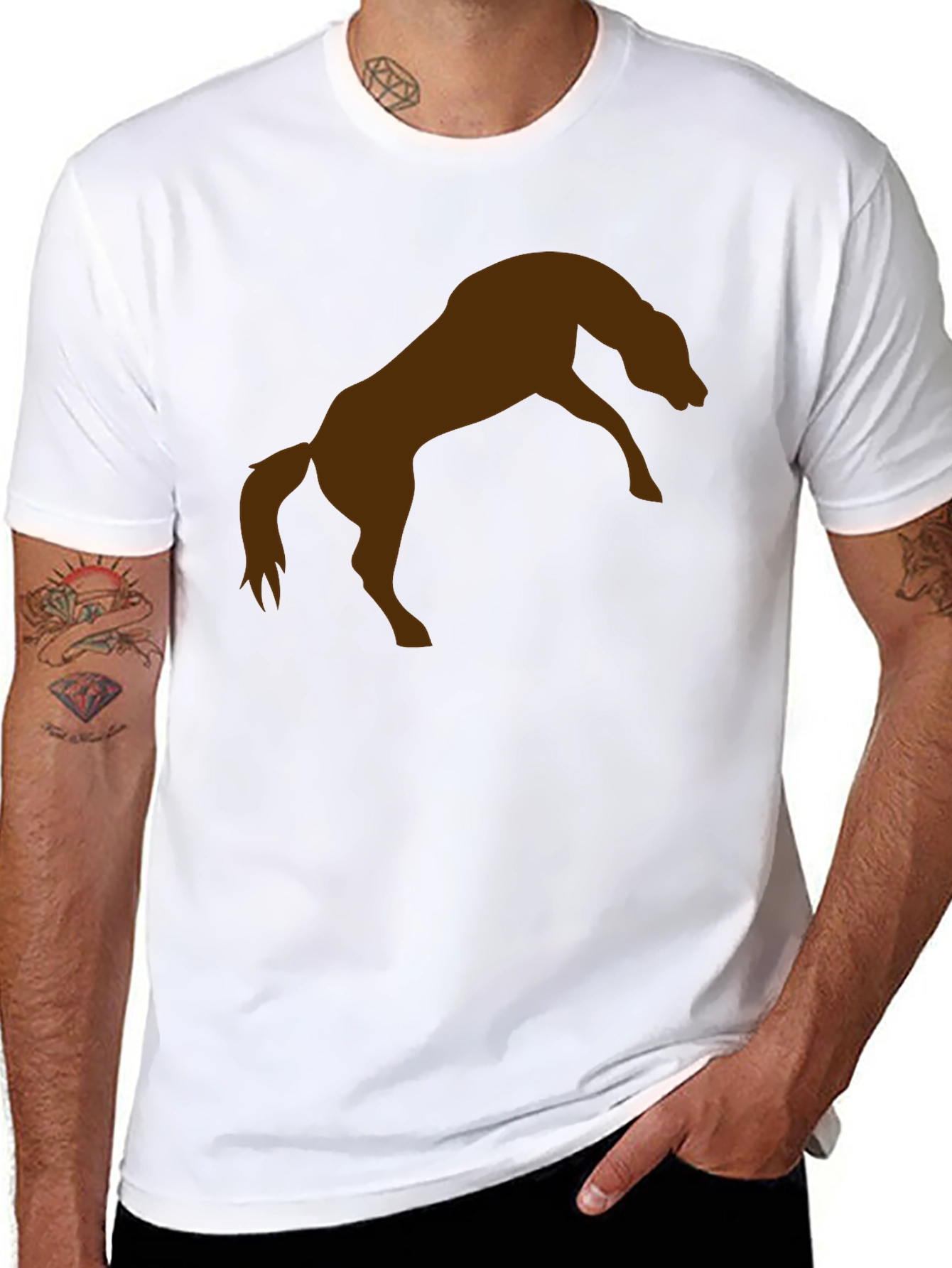 Black T-Shirt with Brown Horse Graphic Tee