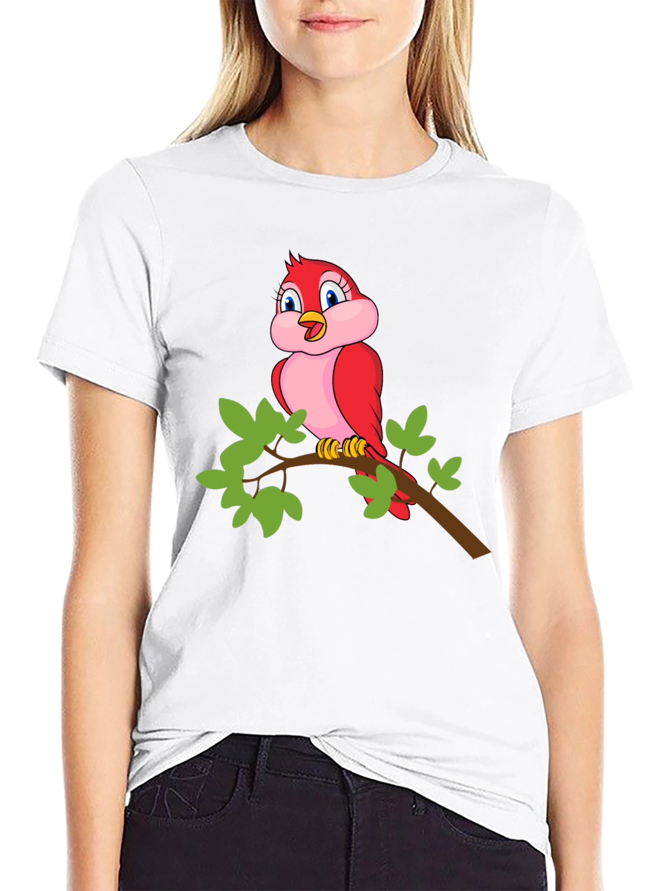 Bird on Branch Black T-Shirt