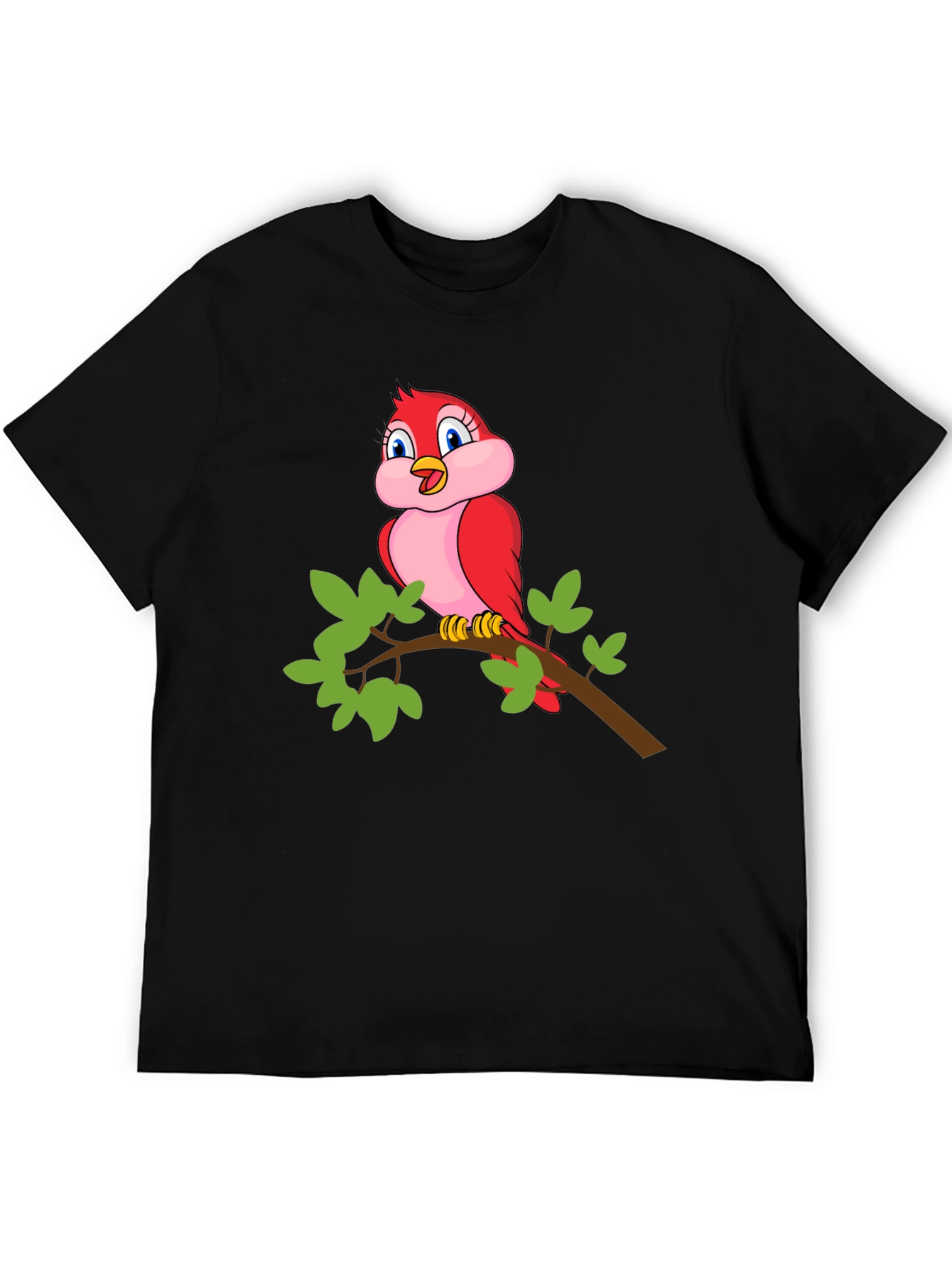 Bird on Branch Black T-Shirt