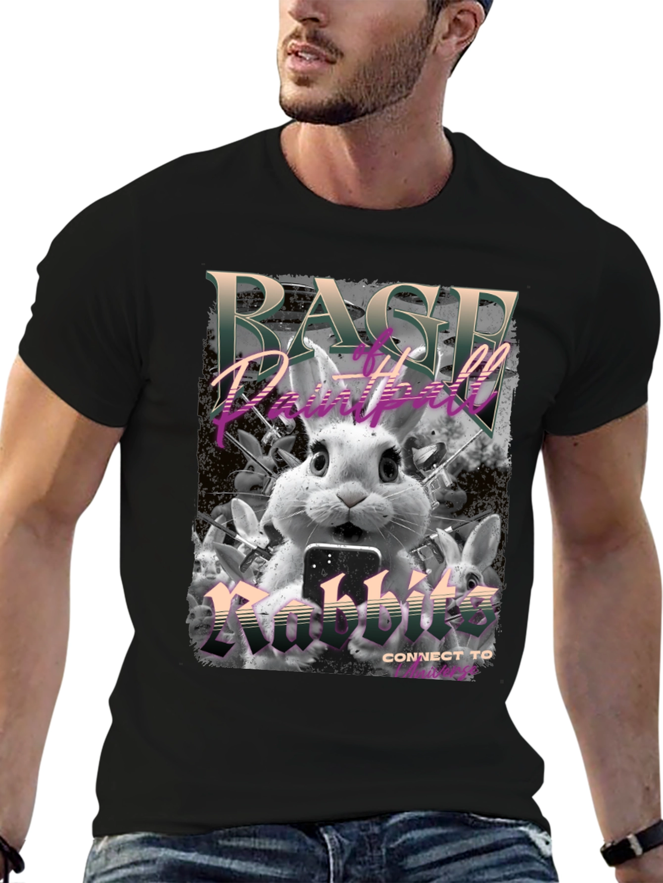Rage Paintball Rabbit T-Shirt - Funny Bunny Design