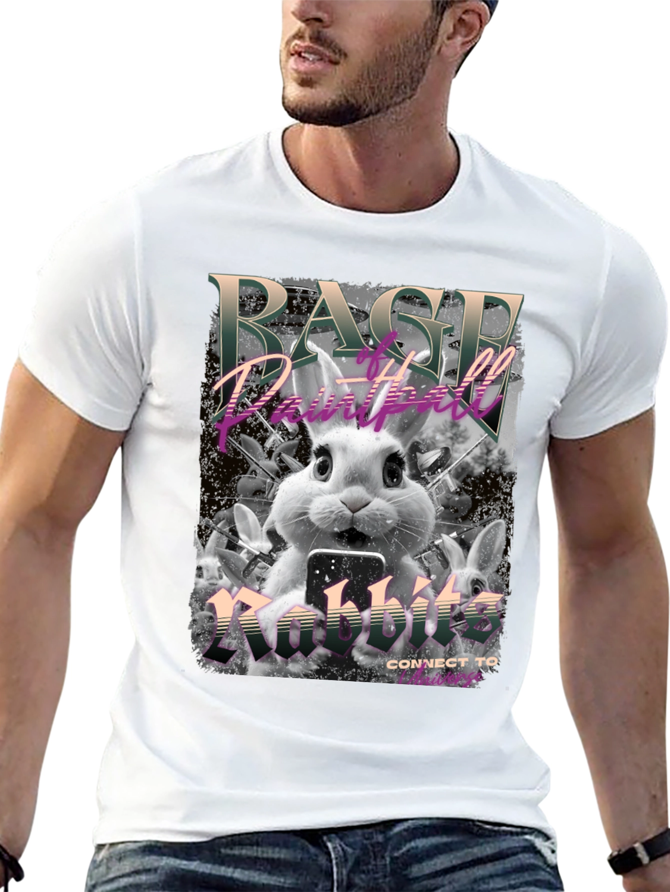 Rage Paintball Rabbit T-Shirt - Funny Bunny Design