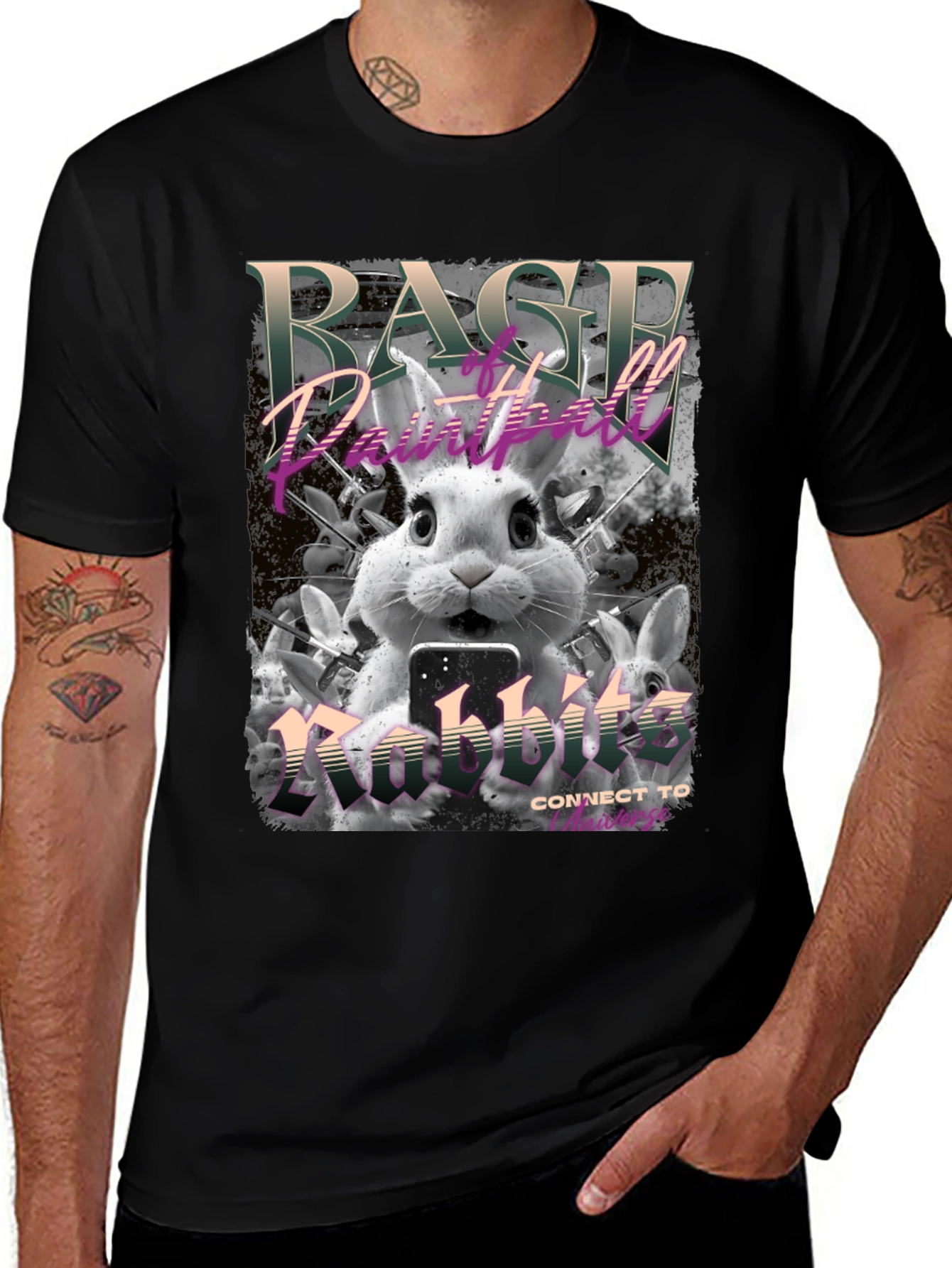 Rage Paintball Rabbit T-Shirt - Funny Bunny Design