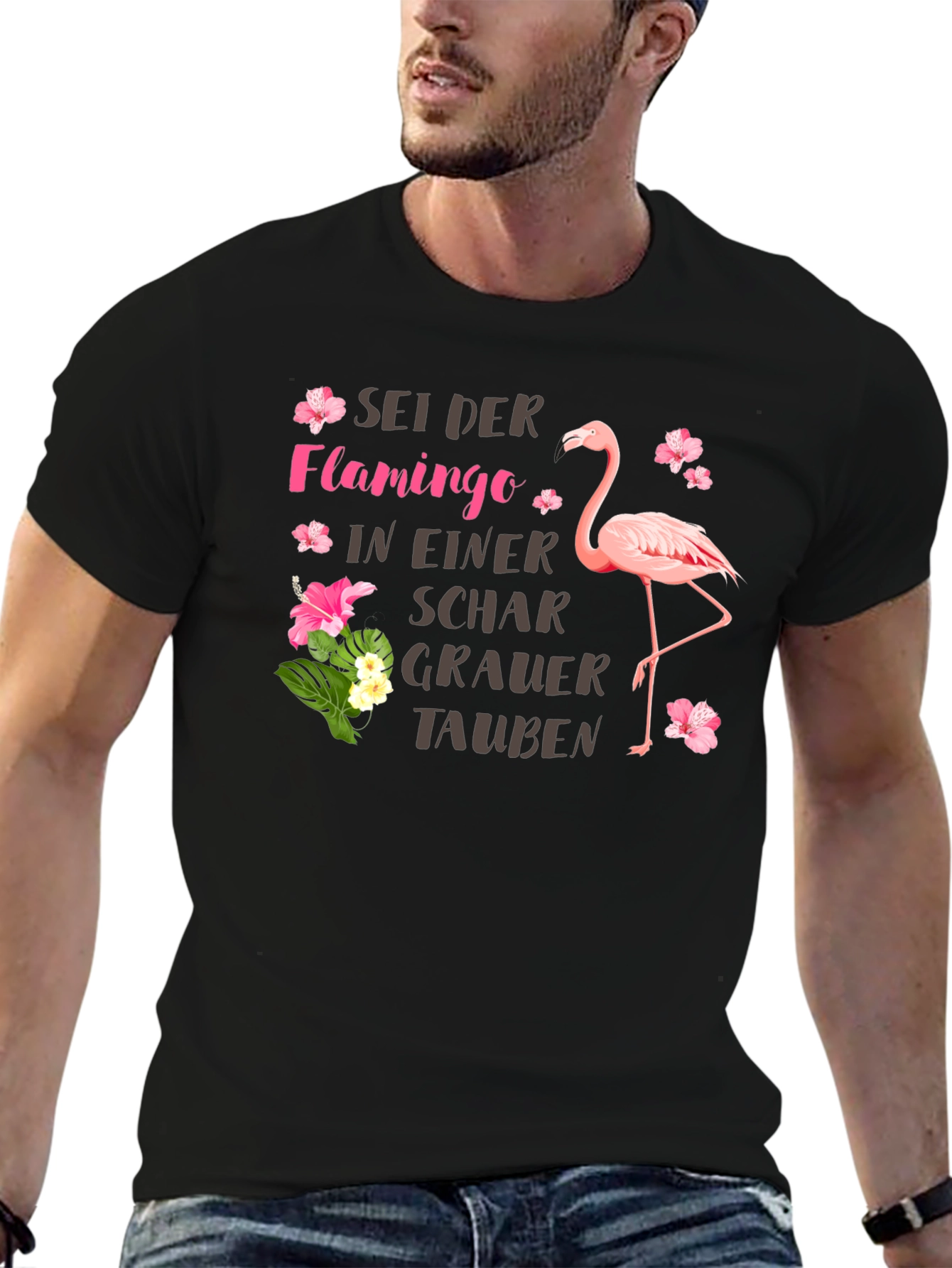 Sei Der Flamingo T-Shirt: Pink Flamingo Graphic Tee