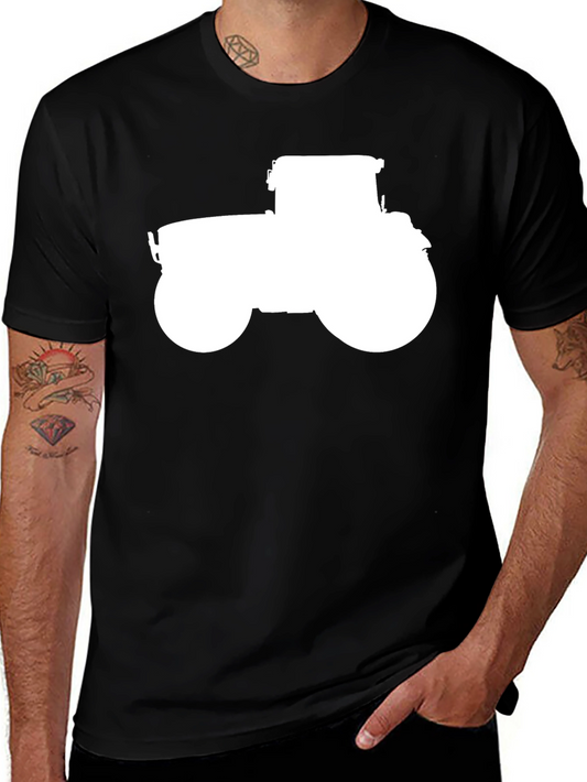 Tractor Graphic Tee - Black Cotton Casual Shirt