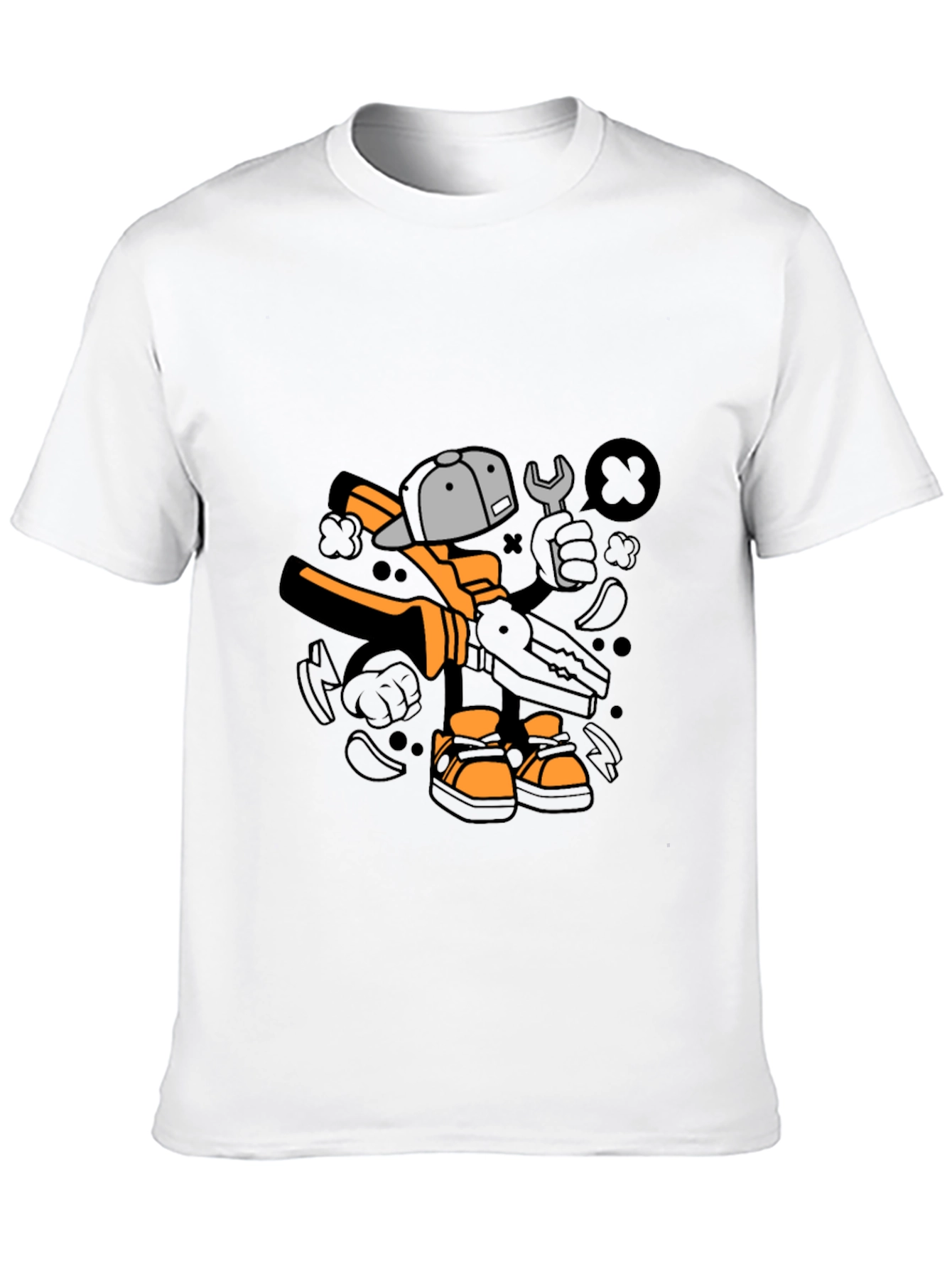 Cool Graphic T-Shirt with Cartoon Mechanic Print