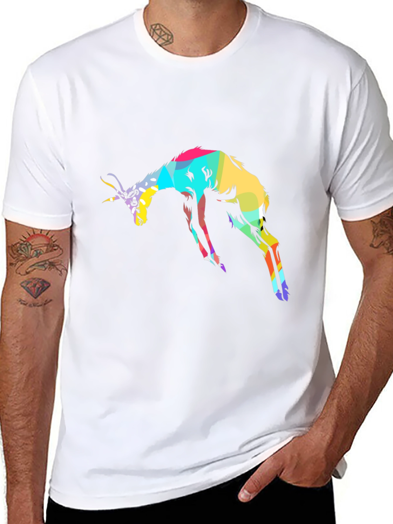 Abstract Antelope Graphic Black T-Shirt