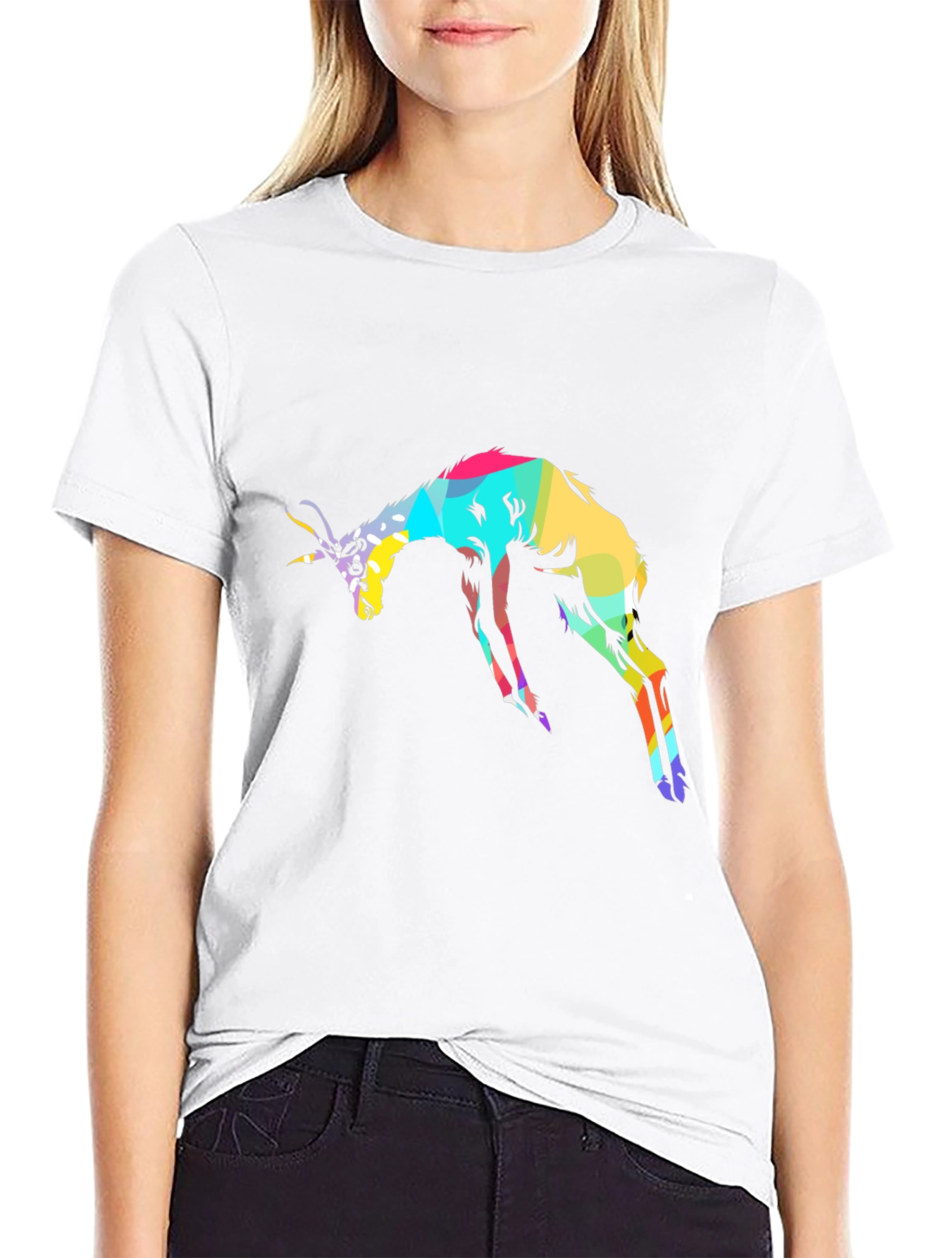Abstract Antelope Graphic Black T-Shirt