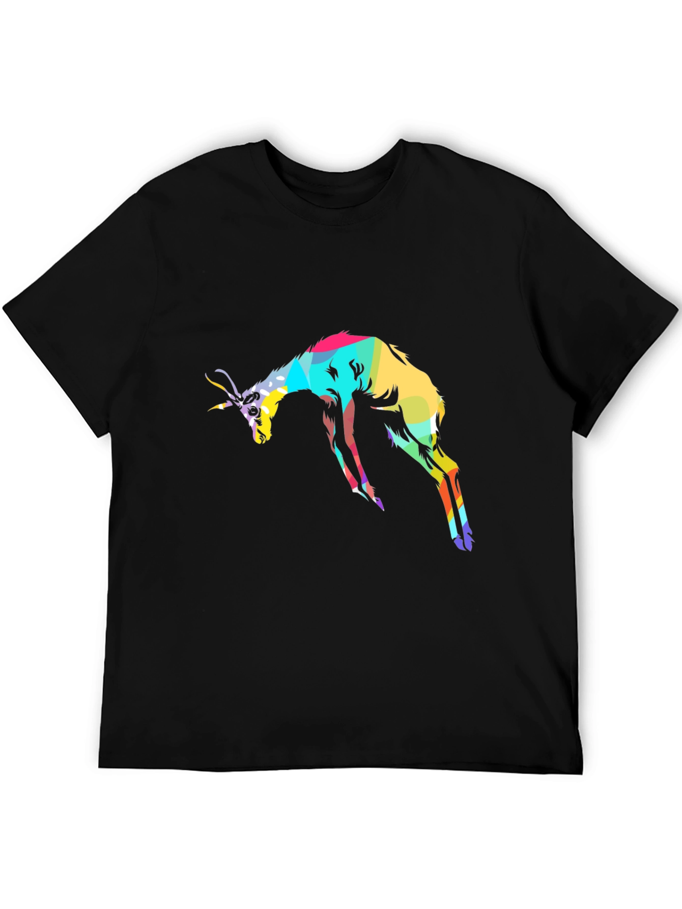 Abstract Antelope Graphic Black T-Shirt