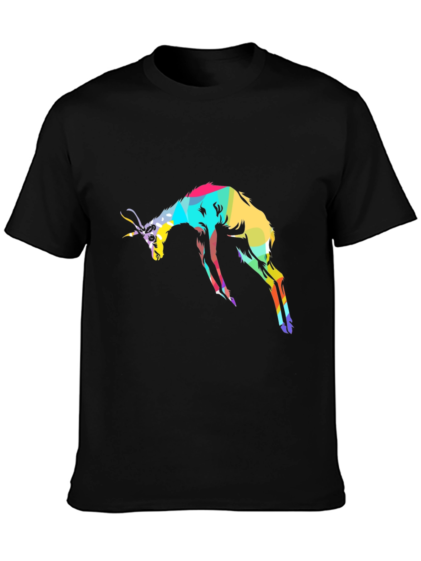 Abstract Antelope Graphic Black T-Shirt