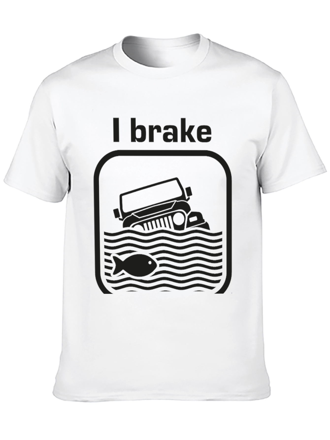 I Brake For Fish Black Graphic T-Shirt