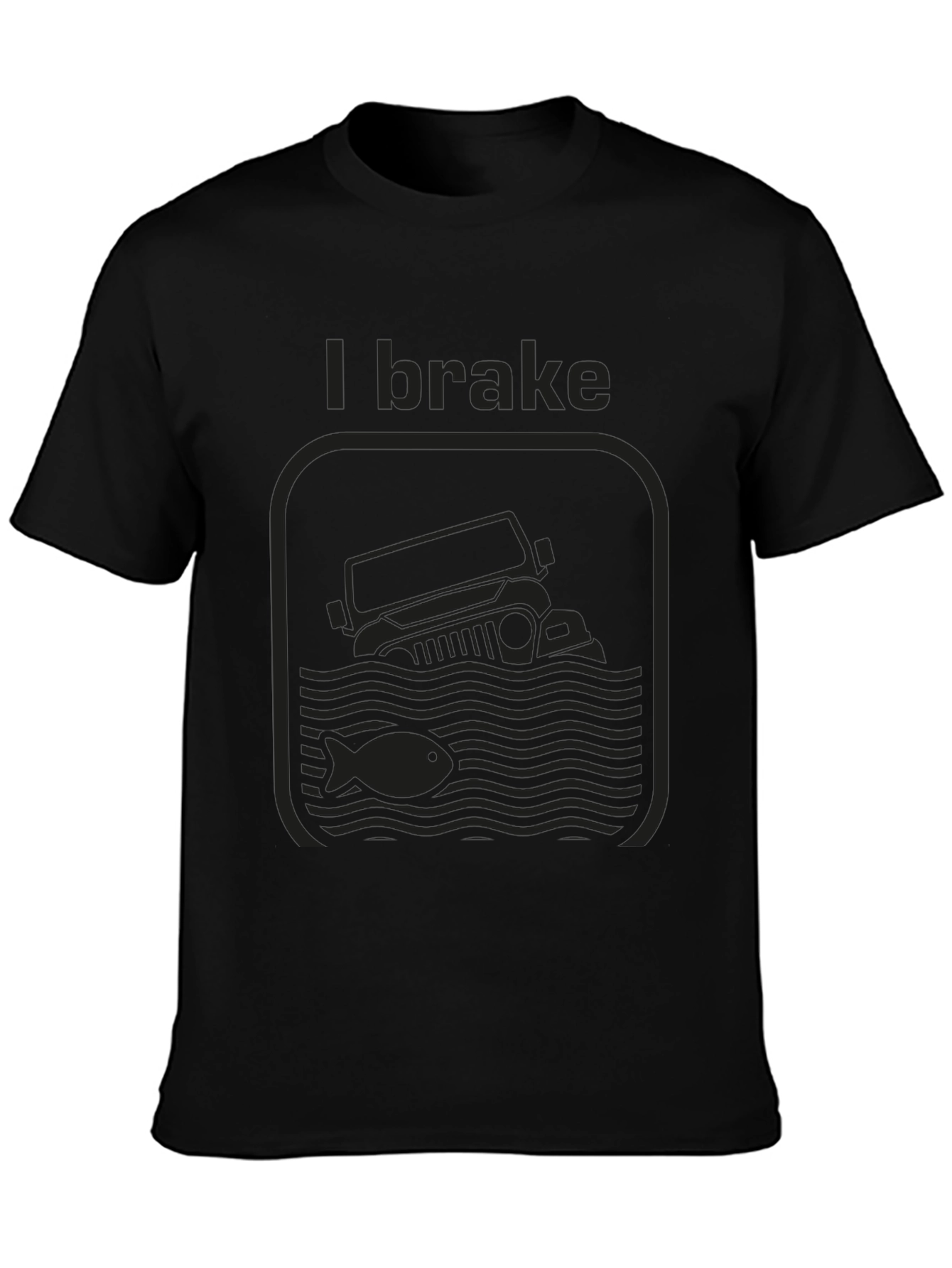 I Brake For Fish Black Graphic T-Shirt