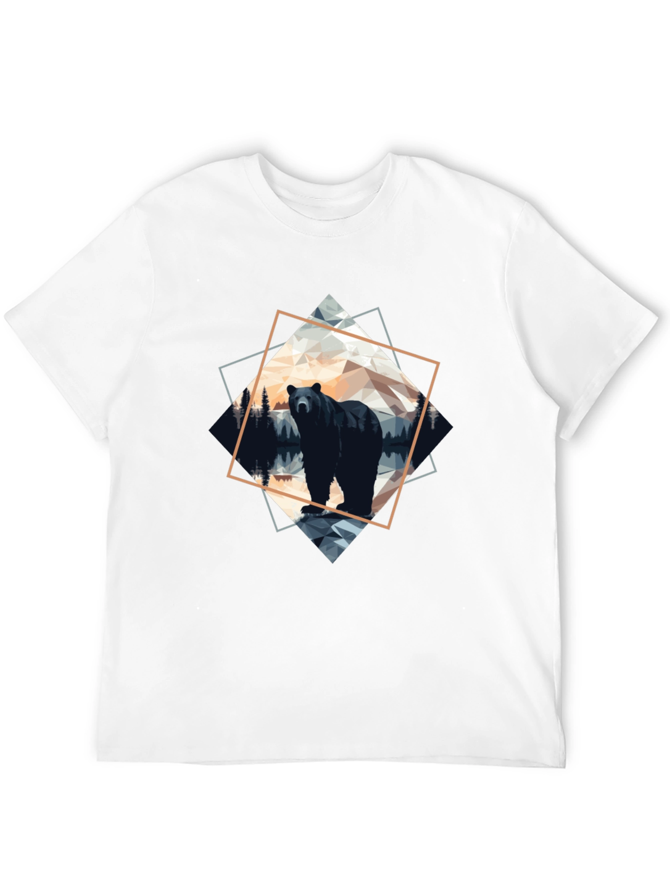 Geometric Bear Graphic Tee - Modern Wilderness Design