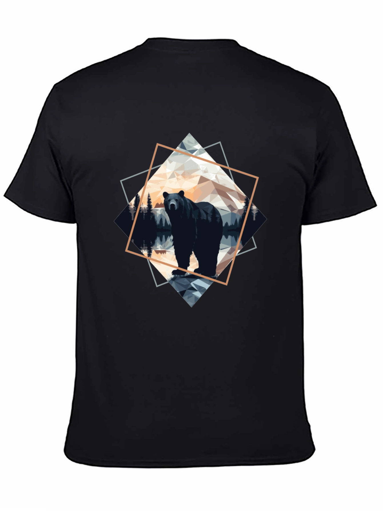 Geometric Bear Graphic Tee - Modern Wilderness Design