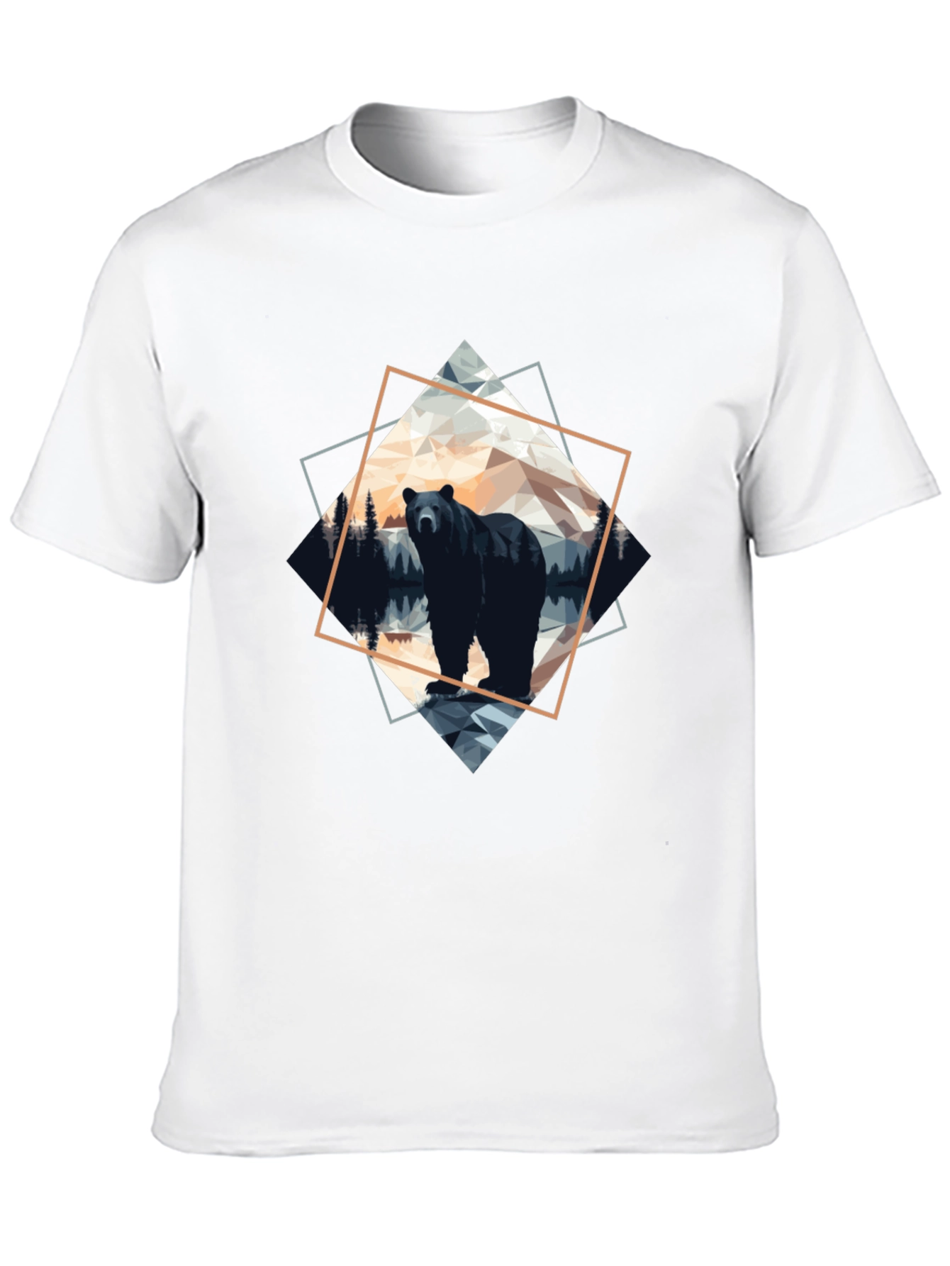 Geometric Bear Graphic Tee - Modern Wilderness Design