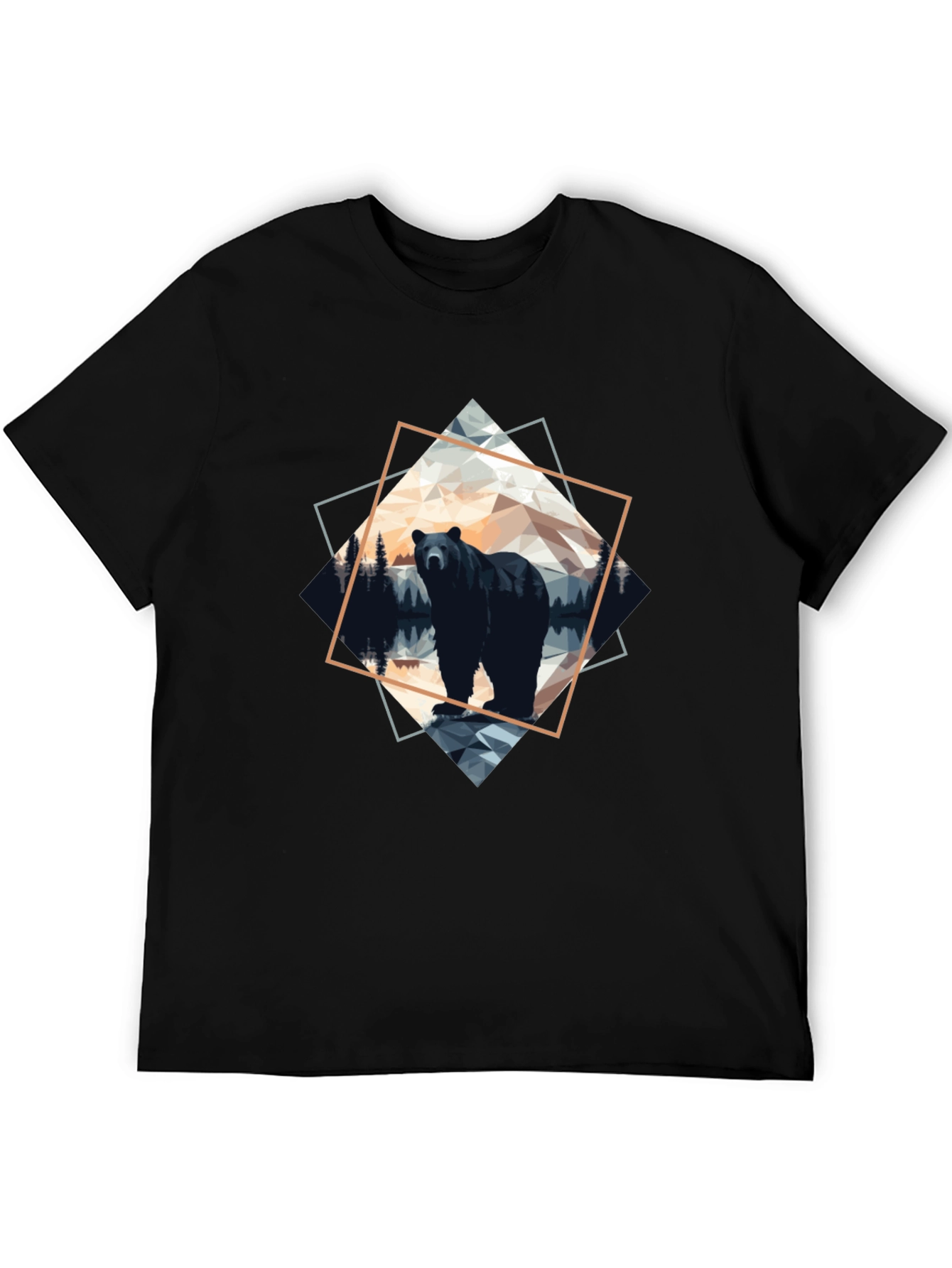 Geometric Bear Graphic Tee - Modern Wilderness Design