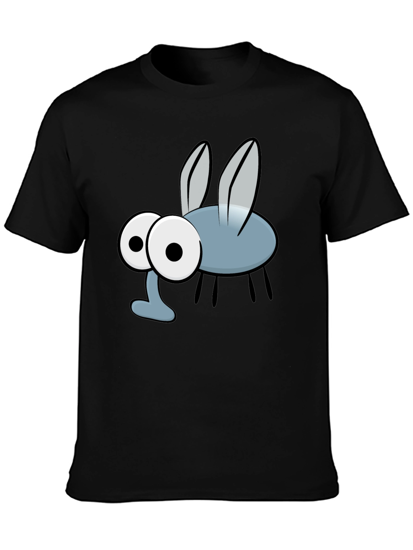 Cartoon Fly Graphic Print Black T-Shirt