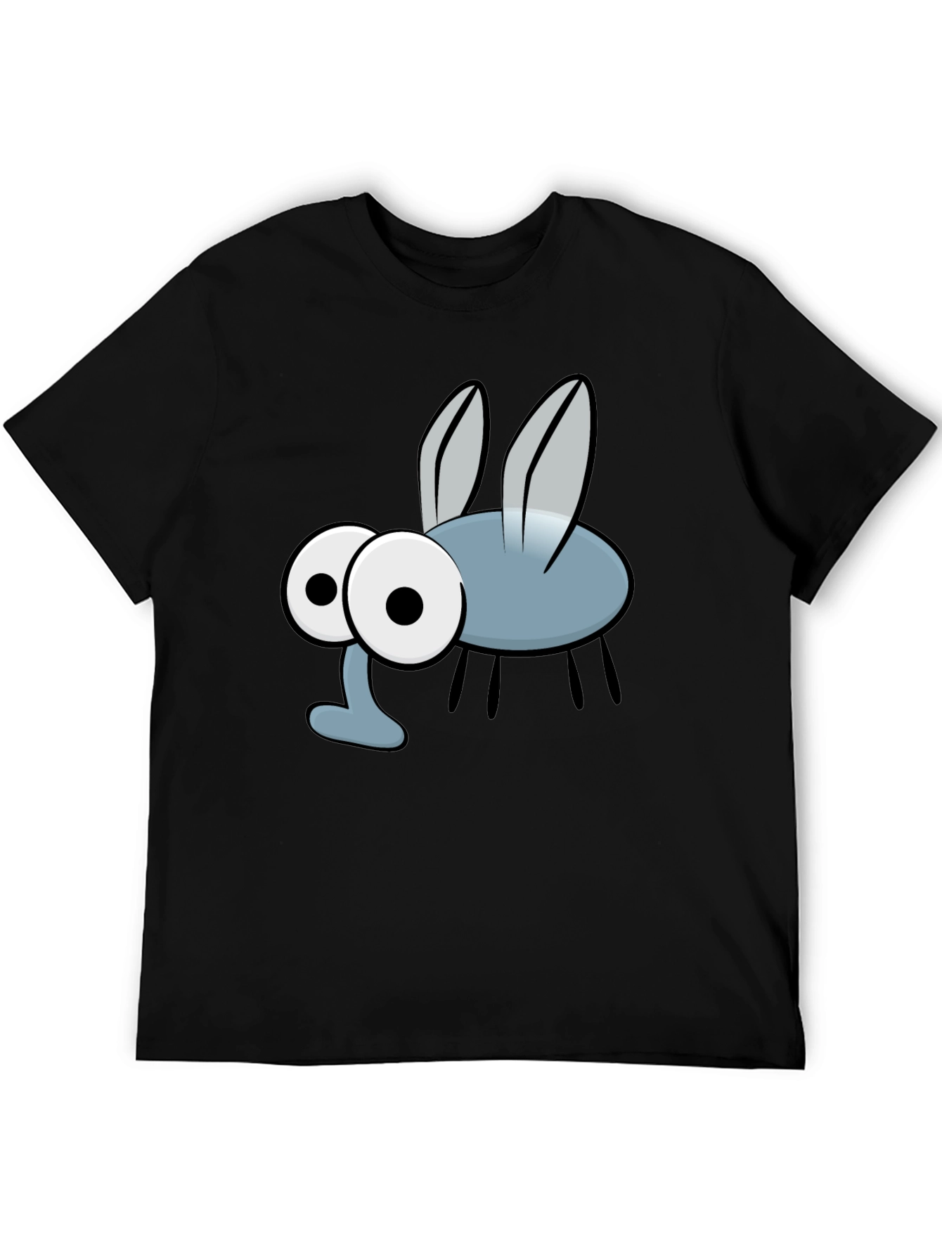 Cartoon Fly Graphic Print Black T-Shirt