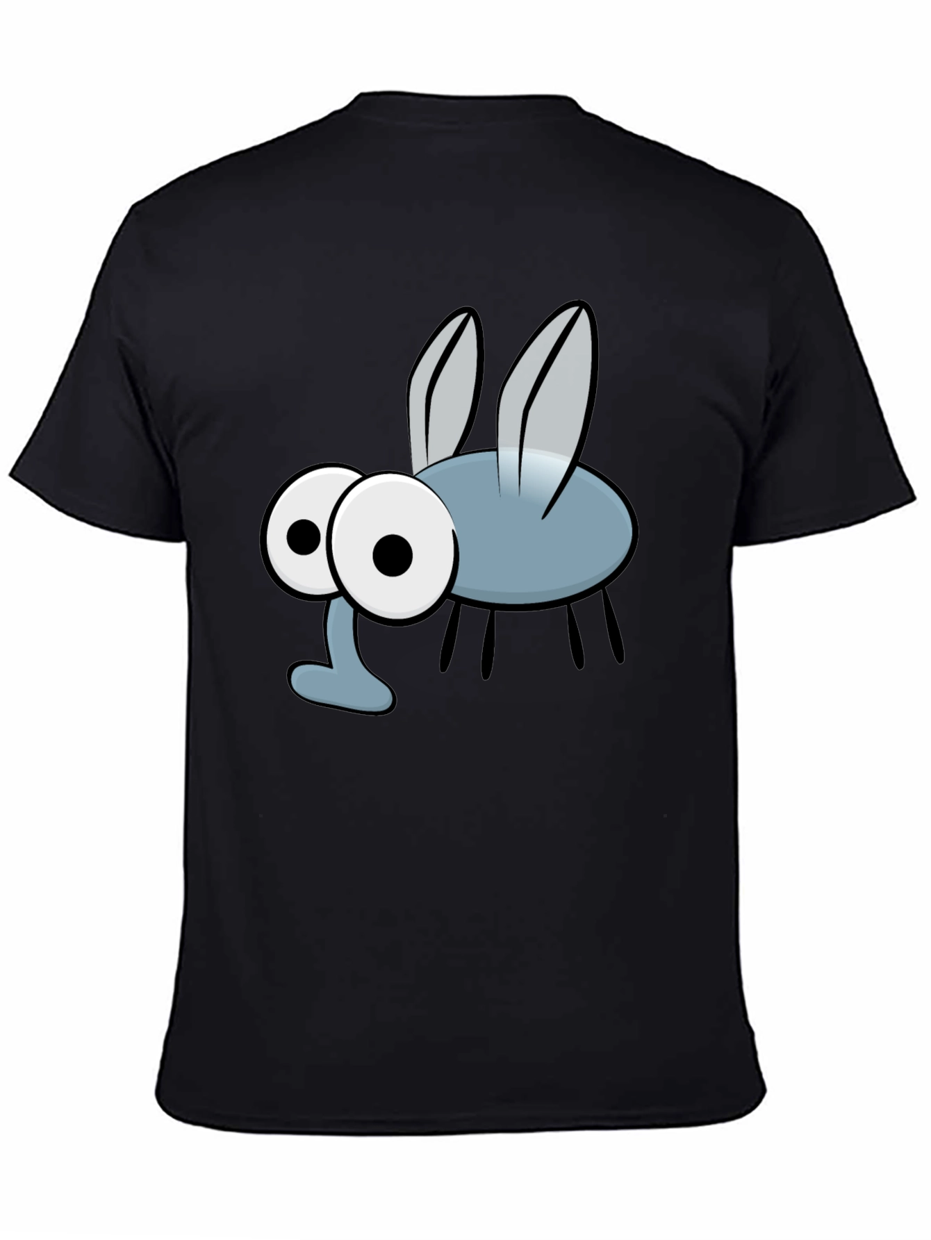 Cartoon Fly Graphic Print Black T-Shirt