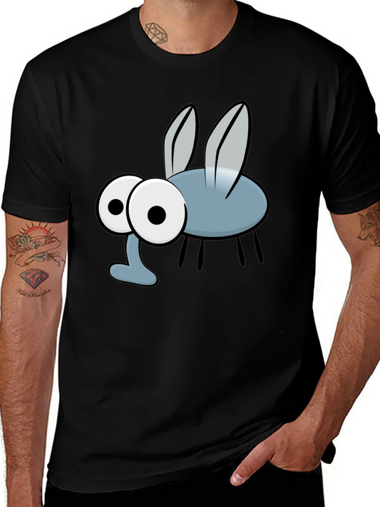 Cartoon Fly Graphic Print Black T-Shirt